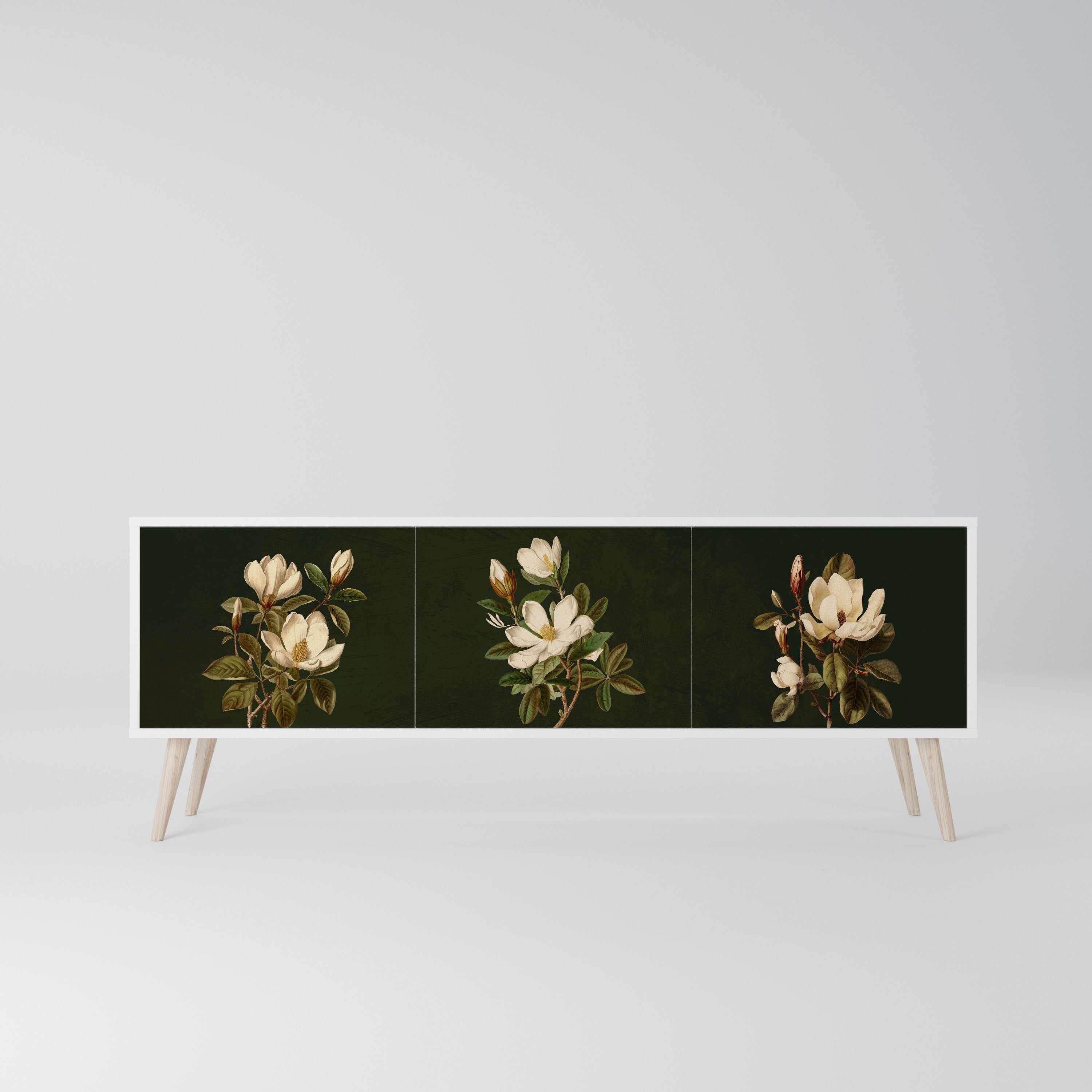 FLORAL NOIR Szafka RTV 3-drzwiowa korpus Biały