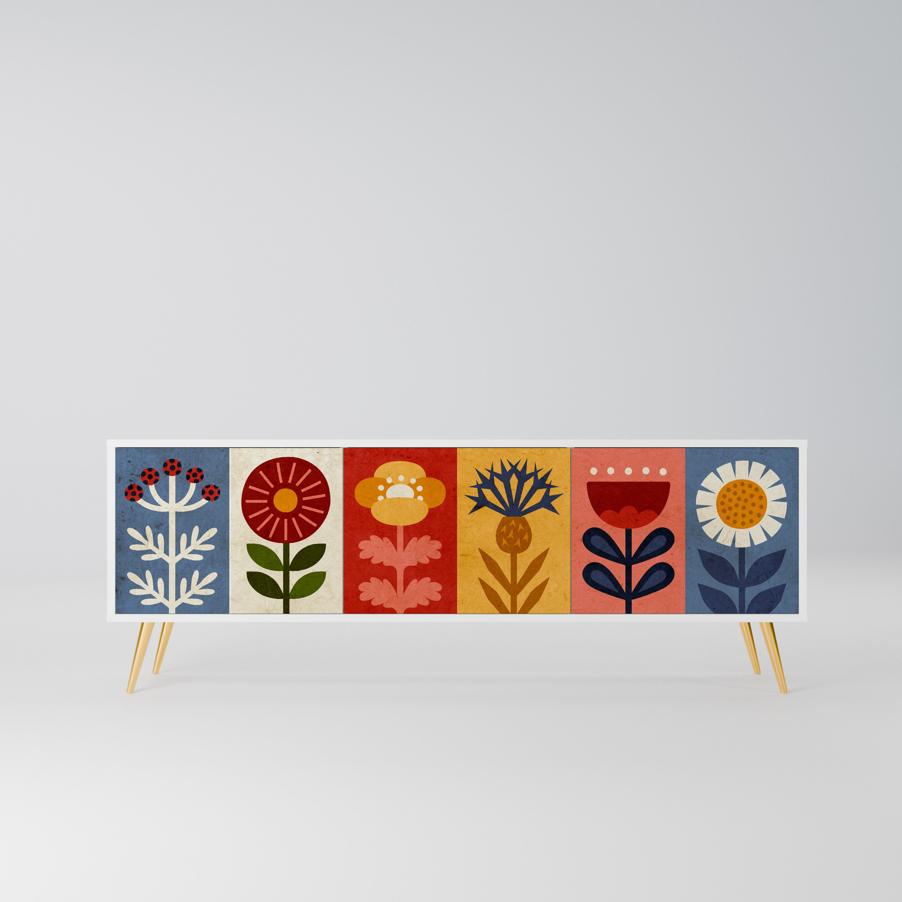 SCANDIC FLOWERET Szafka RTV 3-drzwiowa korpus Biały