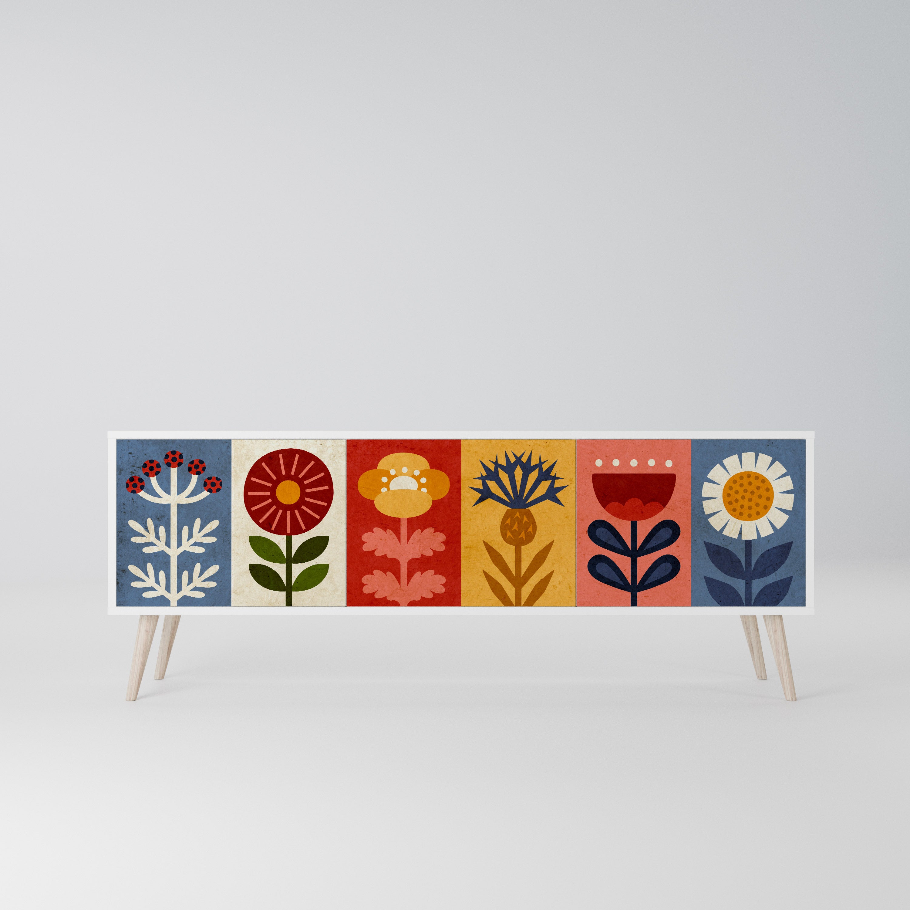 SCANDIC FLOWERET Szafka RTV 3-drzwiowa korpus Biały