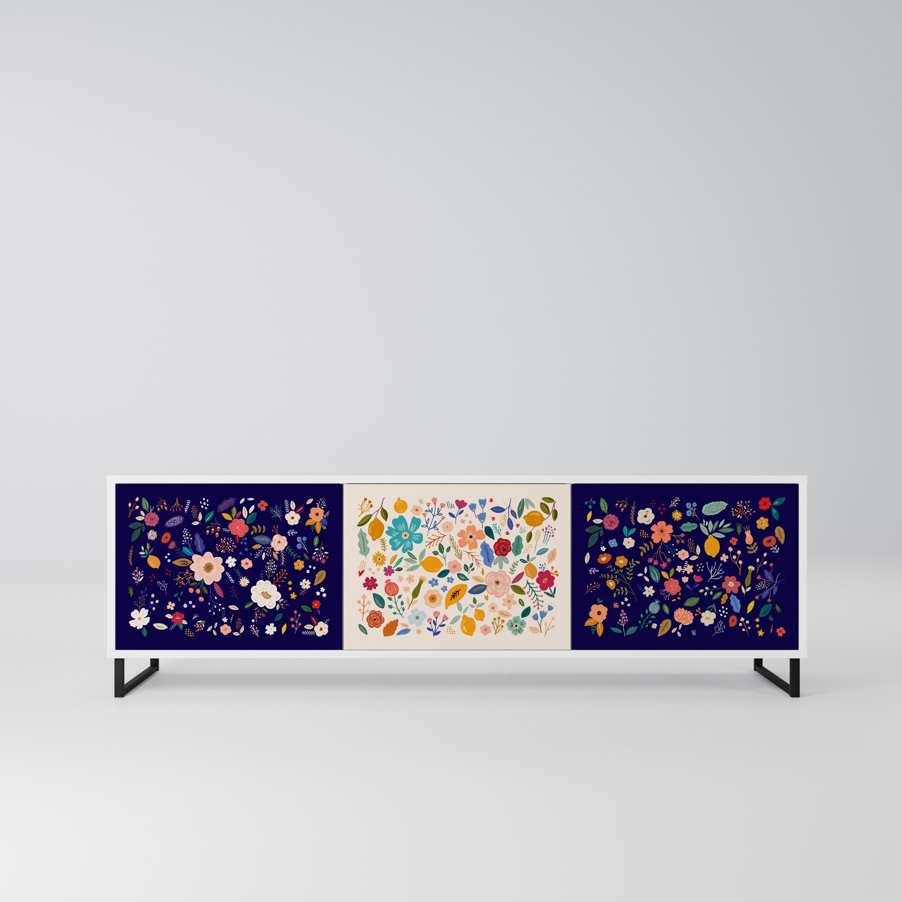 FLORAL COMBINATION Szafka RTV 3-drzwiowa korpus Biały