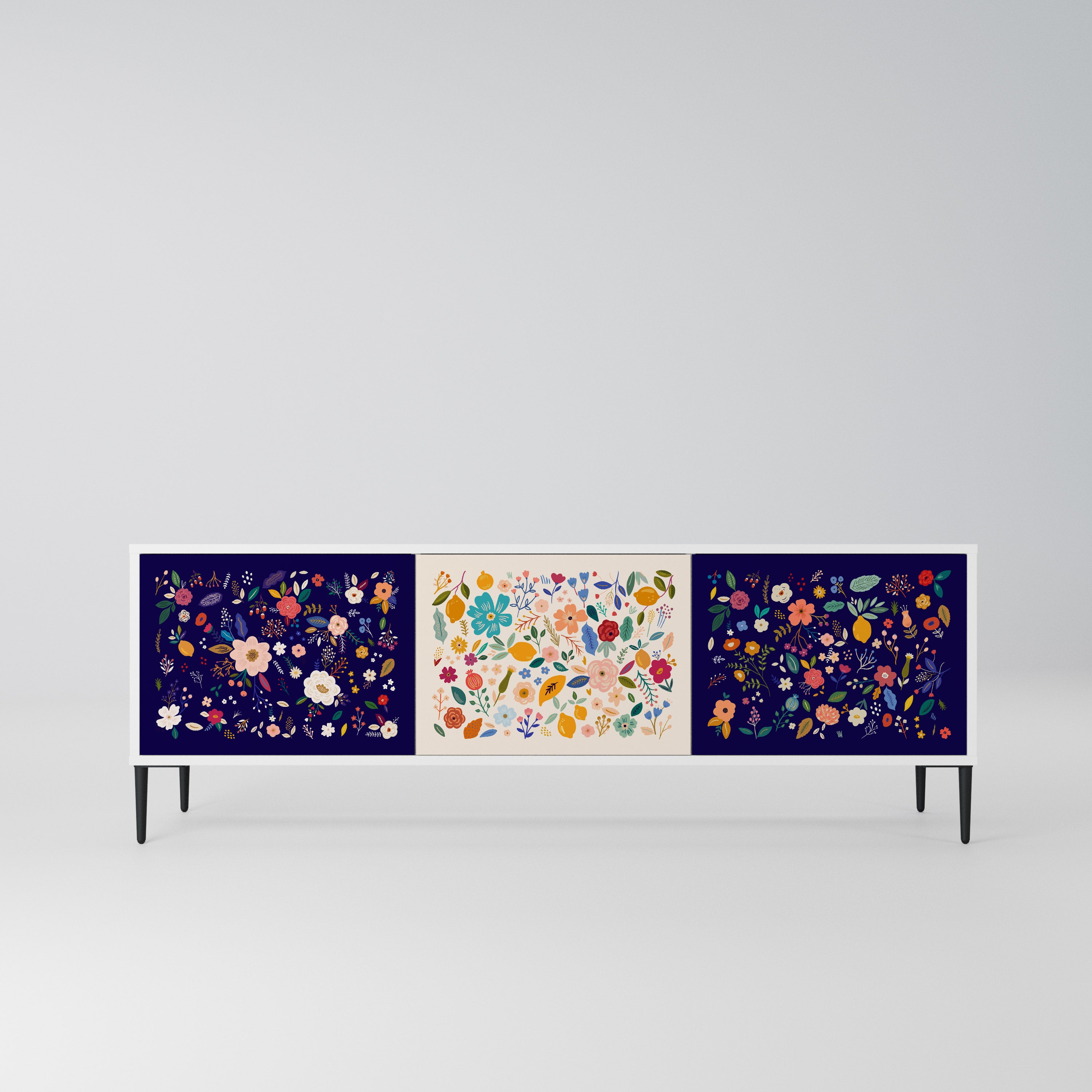 FLORAL COMBINATION Szafka RTV 3-drzwiowa korpus Biały