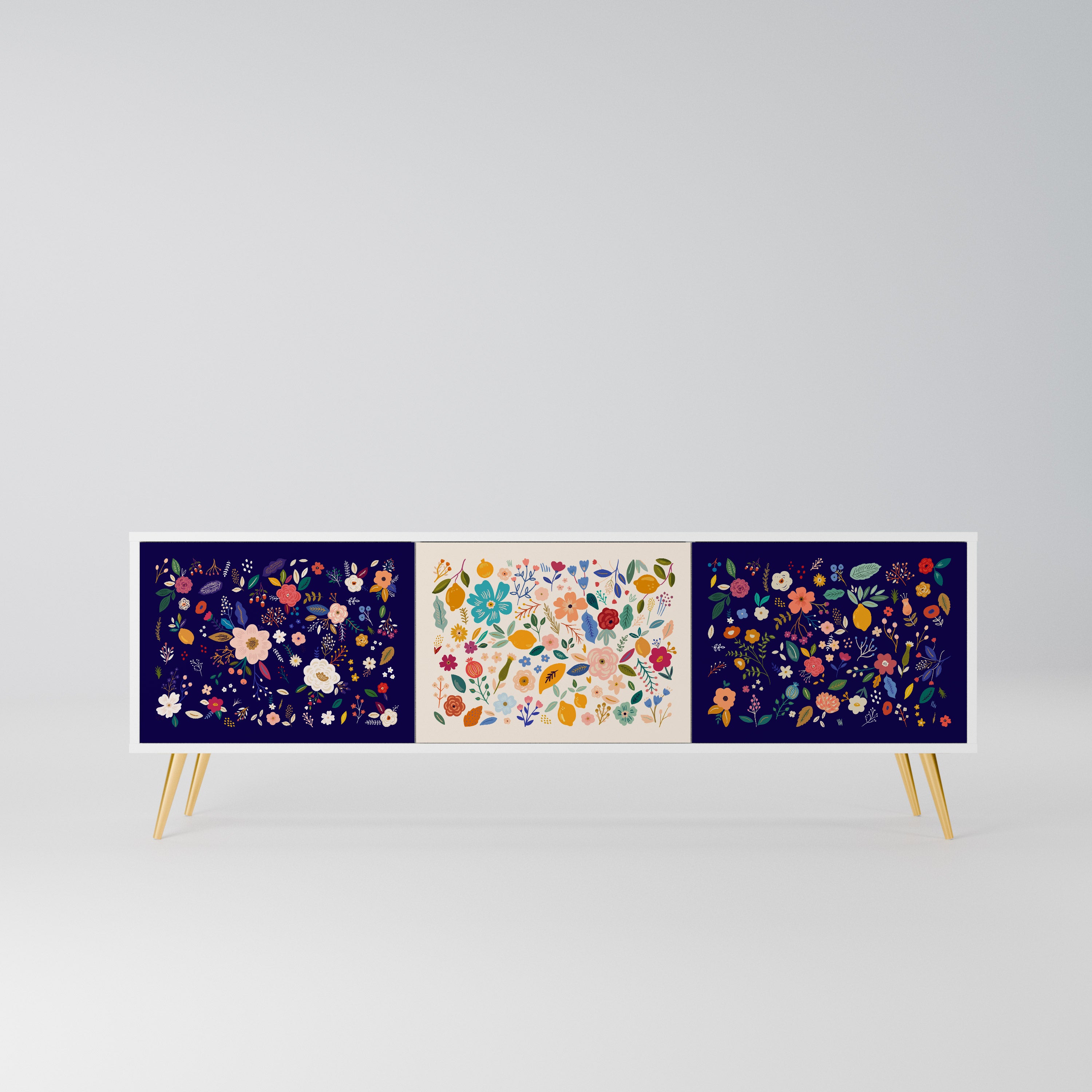 FLORAL COMBINATION Szafka RTV 3-drzwiowa korpus Biały