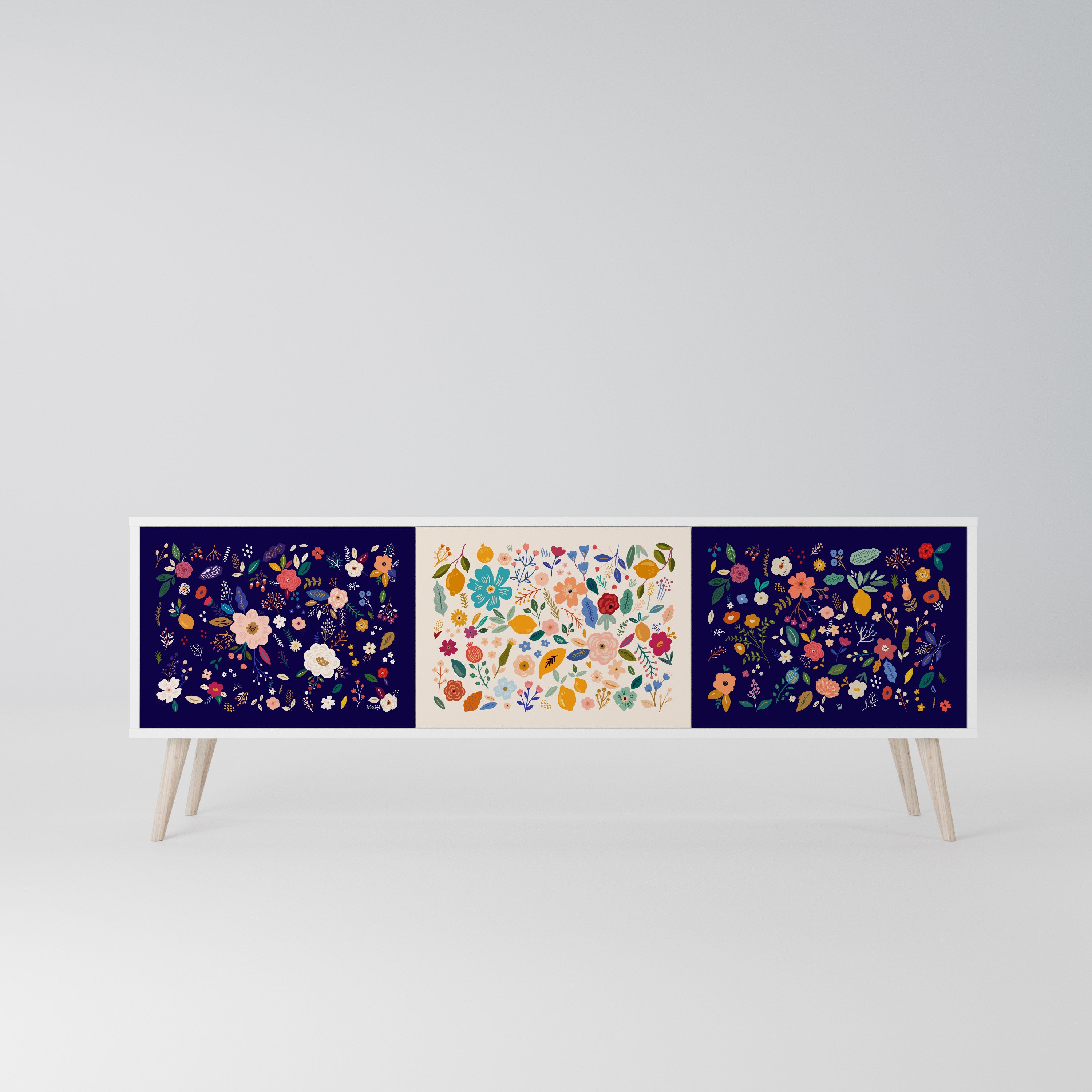 FLORAL COMBINATION Szafka RTV 3-drzwiowa korpus Biały