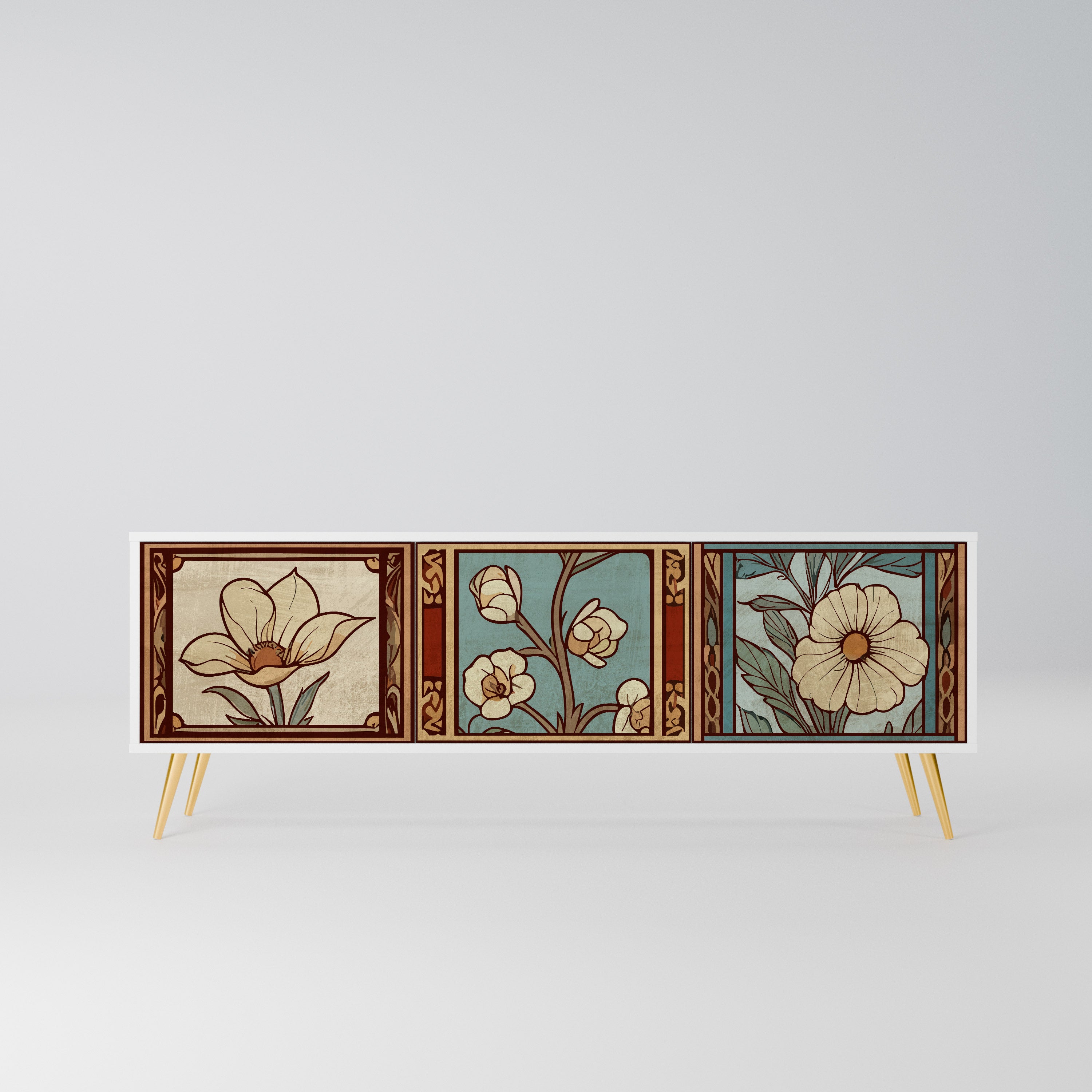 TIMELESS FLORA Szafka RTV 3-drzwiowa korpus Biały