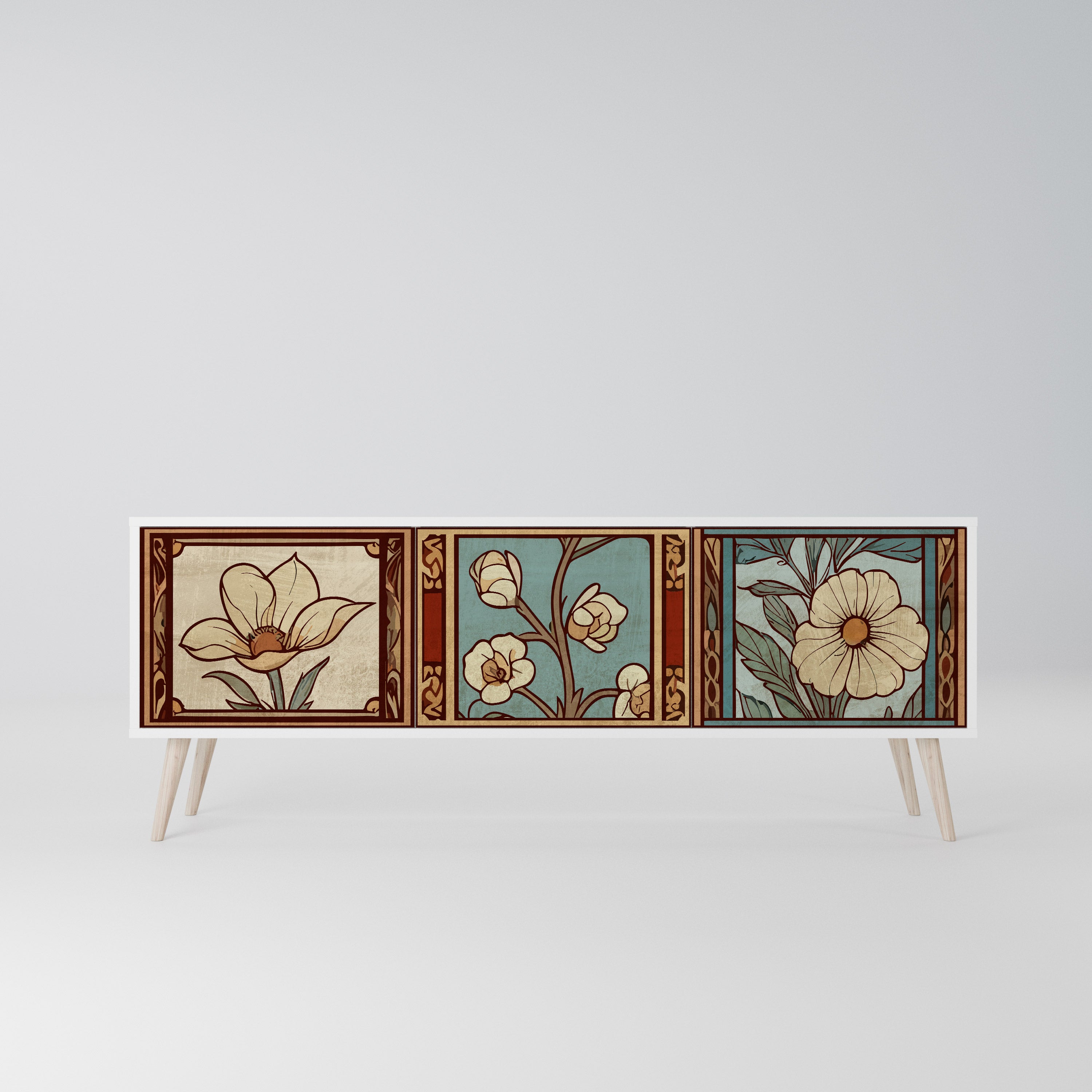 TIMELESS FLORA Szafka RTV 3-drzwiowa korpus Biały