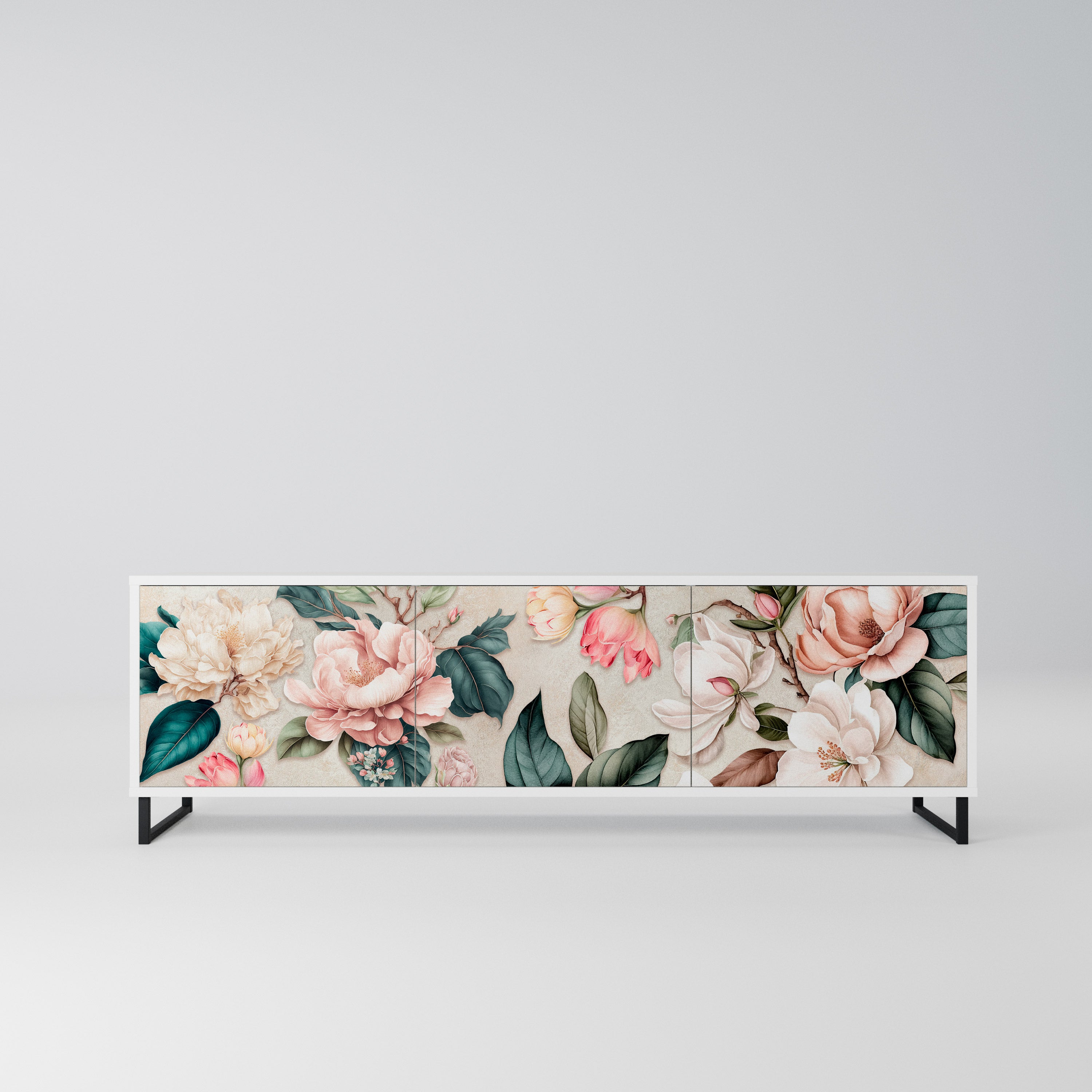 FLORAL GRACE Szafka RTV 3-drzwiowa korpus Biały