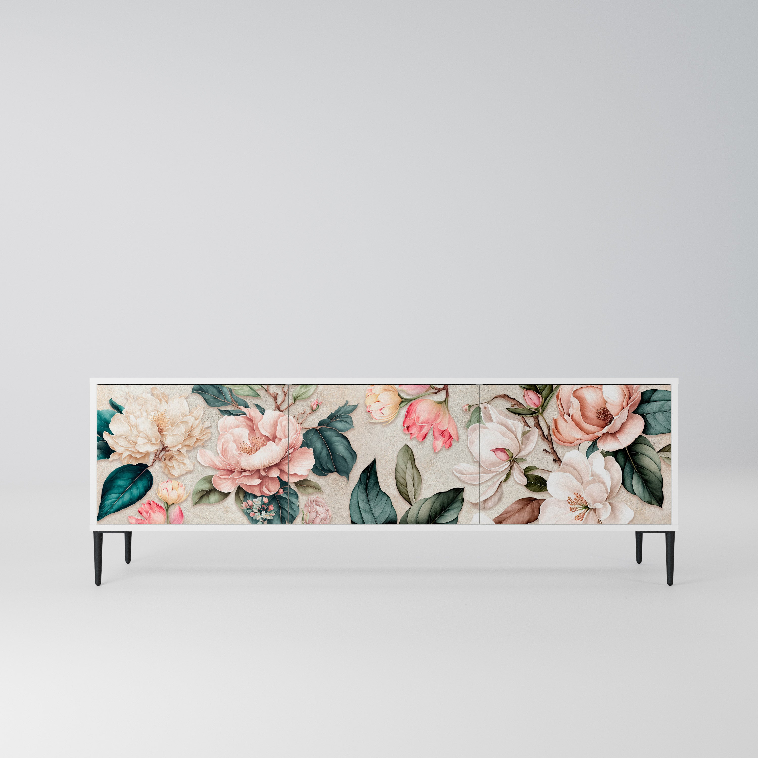 FLORAL GRACE Szafka RTV 3-drzwiowa korpus Biały