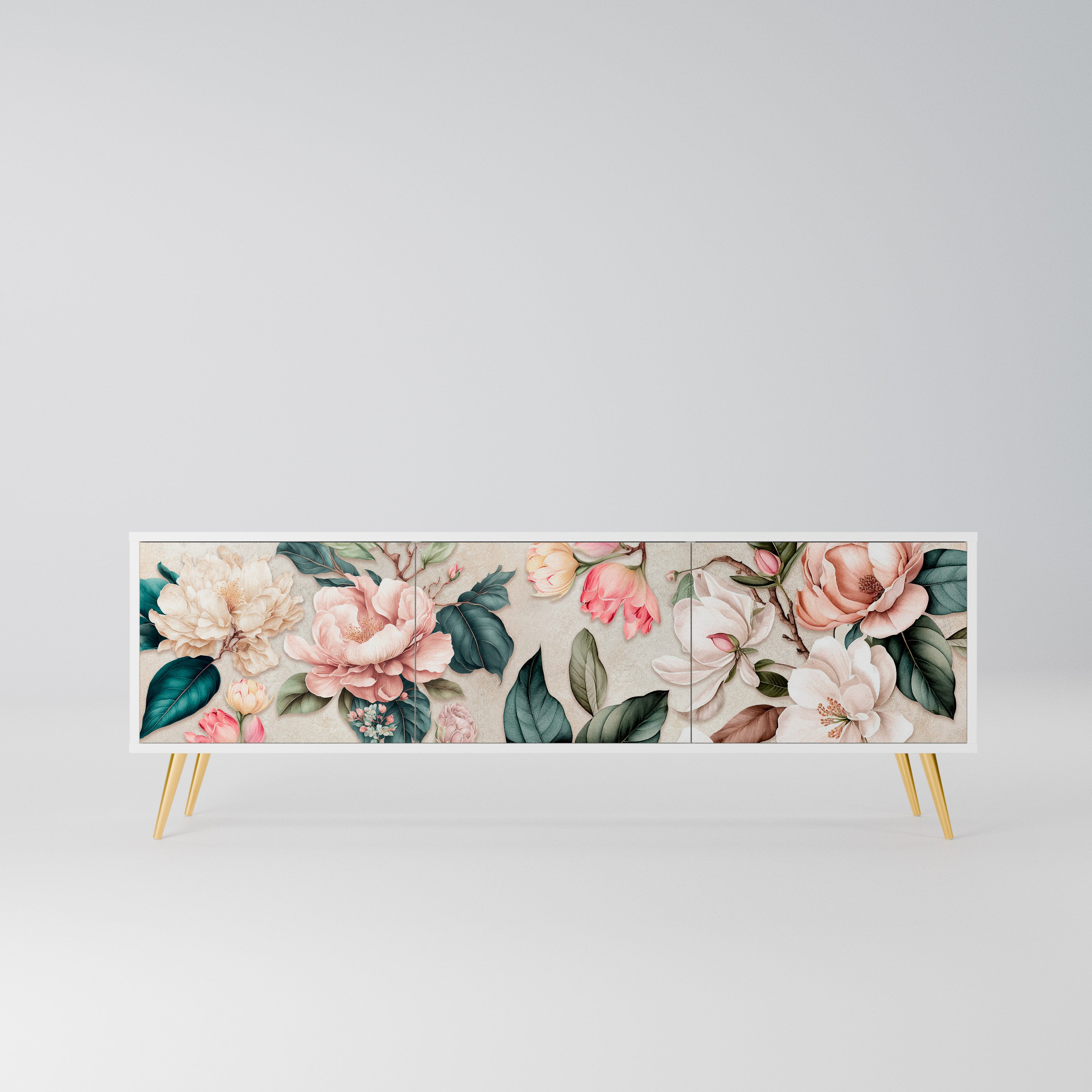 FLORAL GRACE Szafka RTV 3-drzwiowa korpus Biały