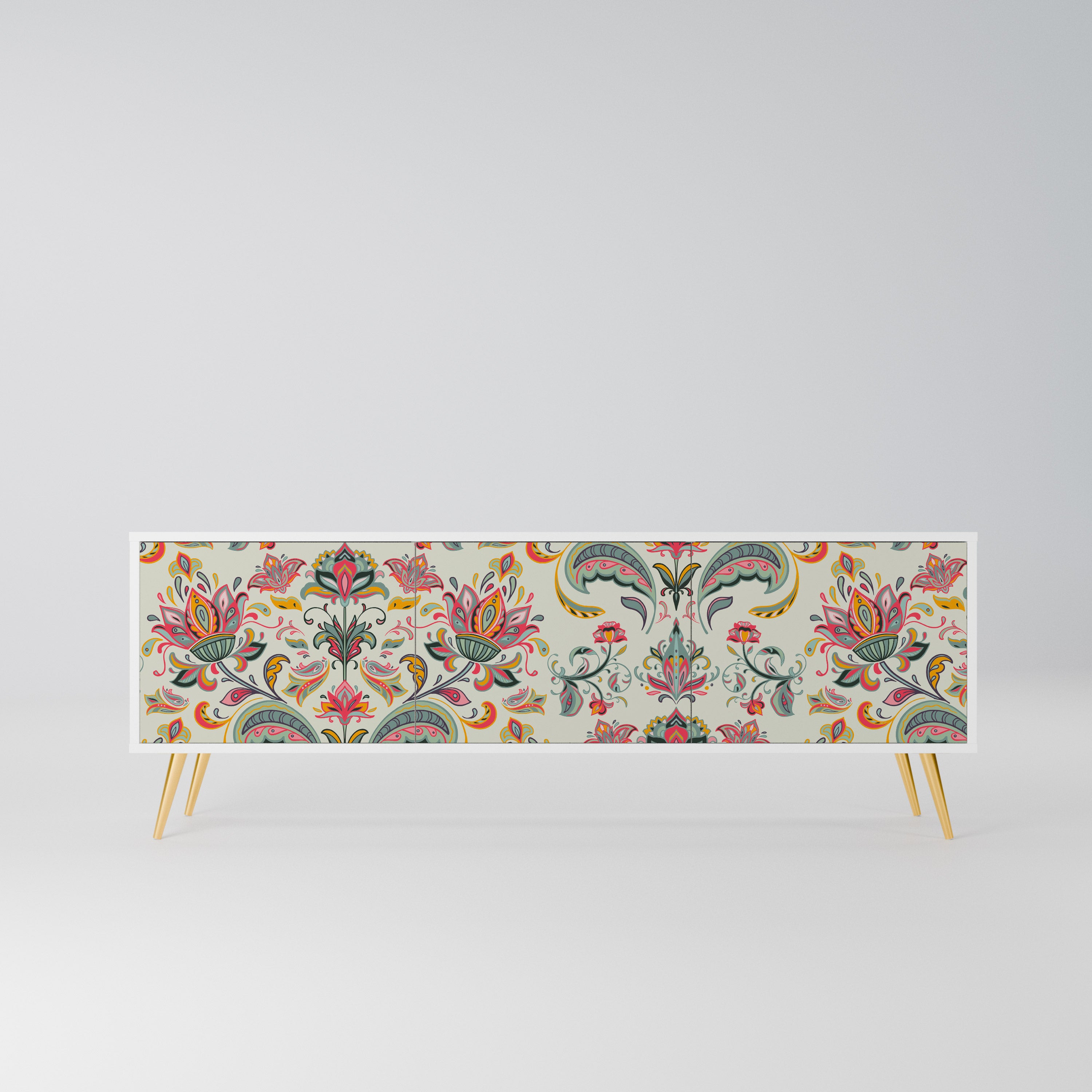 ORGANIC FOLKLORE Szafka RTV 3-drzwiowa korpus Biały