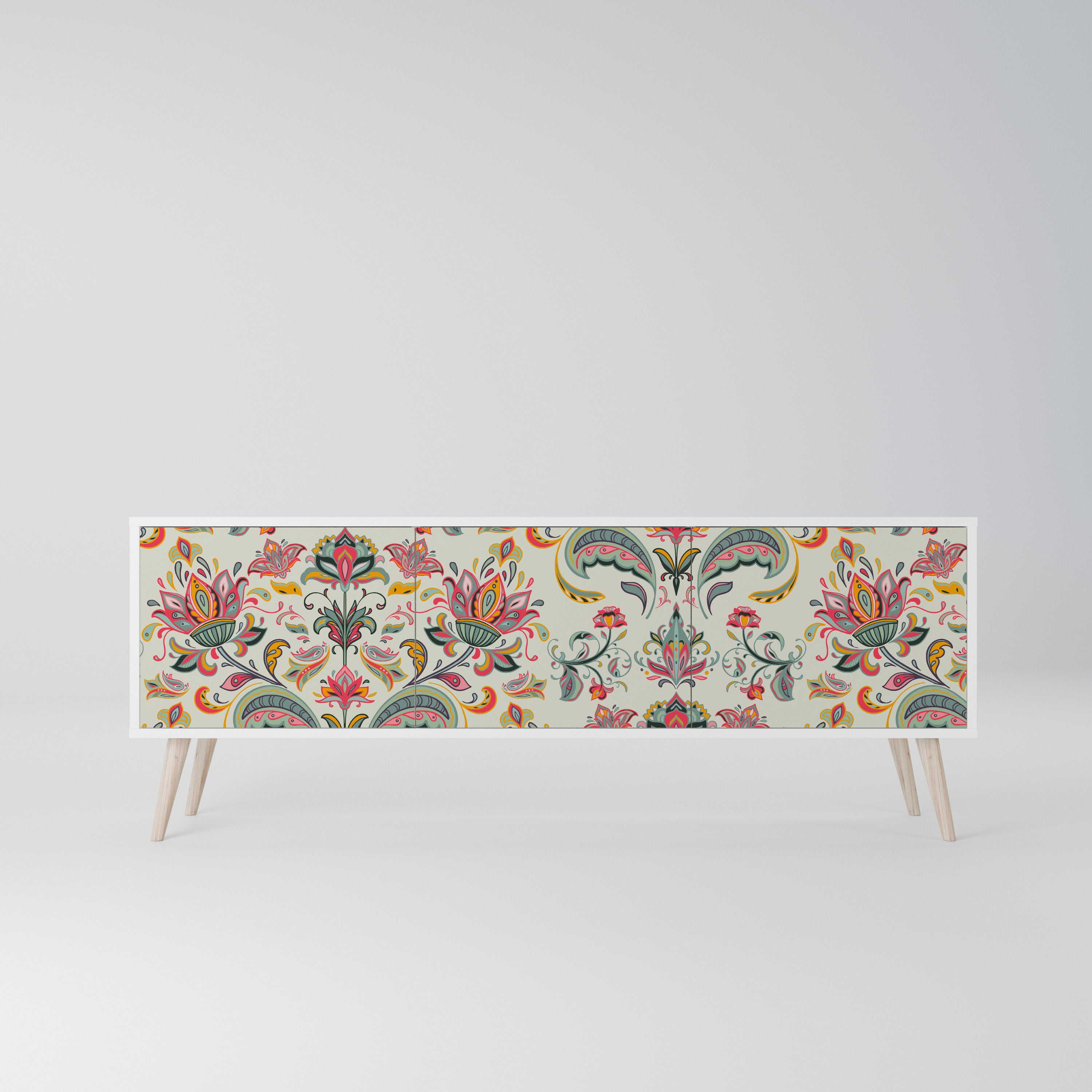 ORGANIC FOLKLORE Szafka RTV 3-drzwiowa korpus Biały