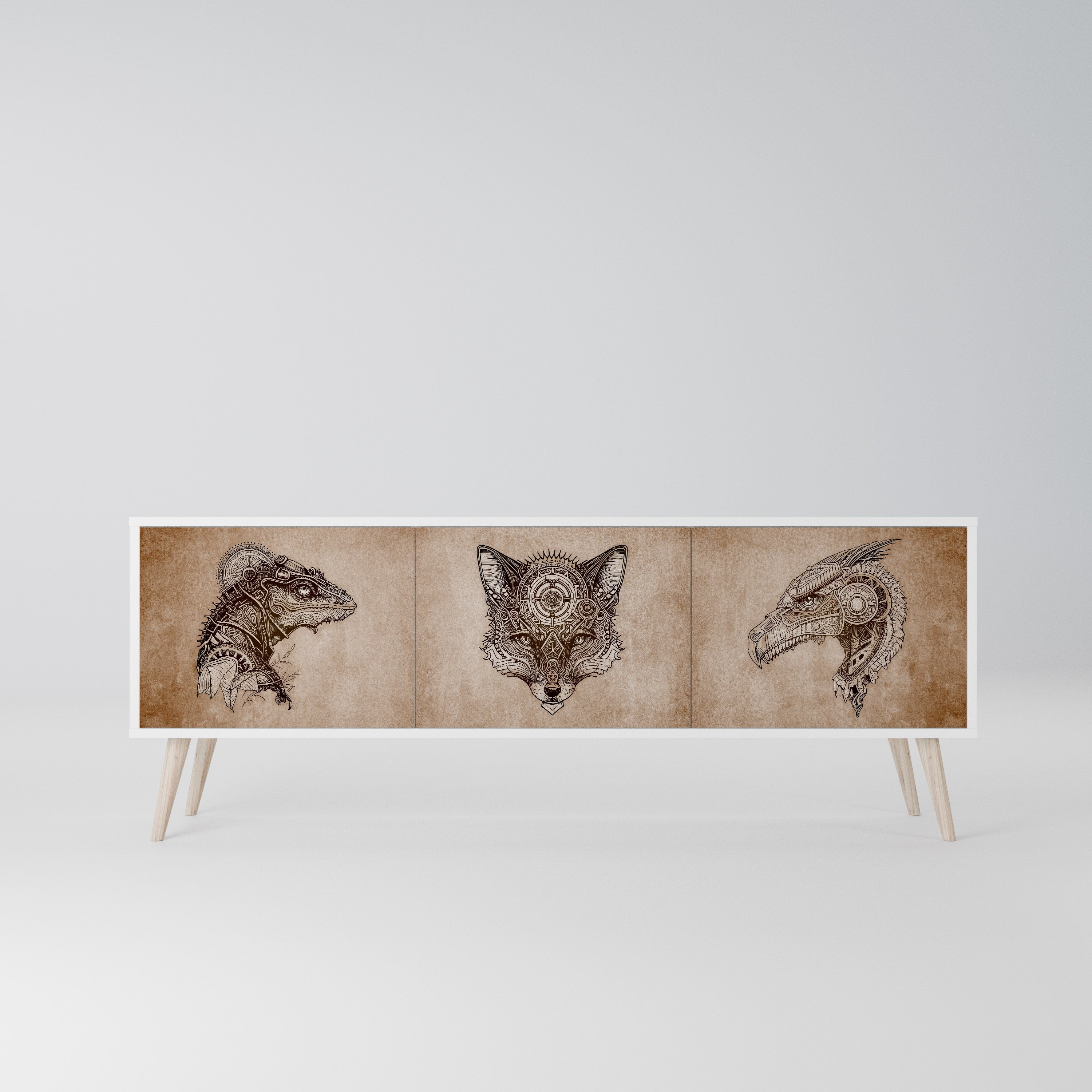 STEAMPUNK CLAN Szafka RTV 3-drzwiowa korpus Biały