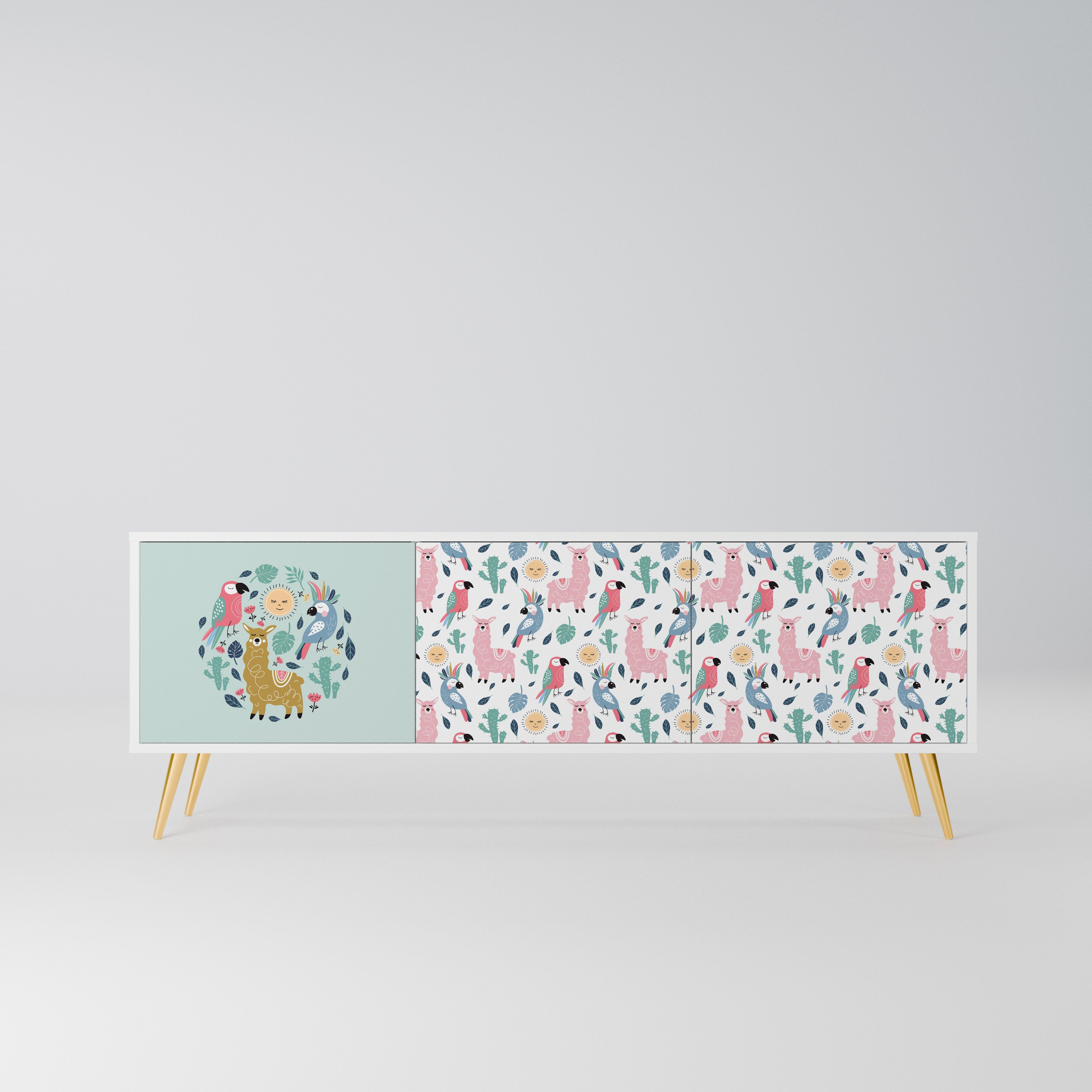 COLORFUL ALPACAS Szafka RTV 3-drzwiowa korpus Biały