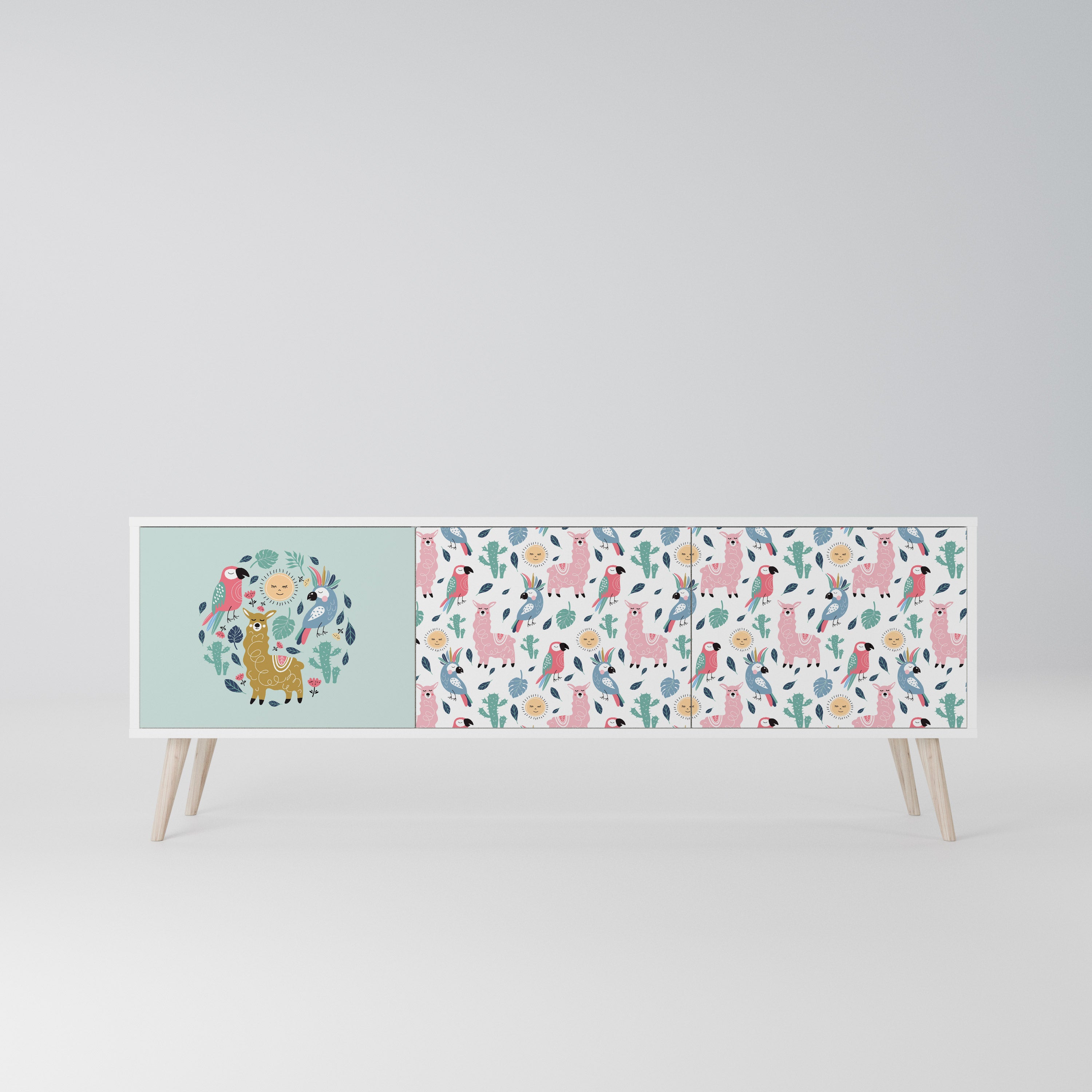 COLORFUL ALPACAS Szafka RTV 3-drzwiowa korpus Biały