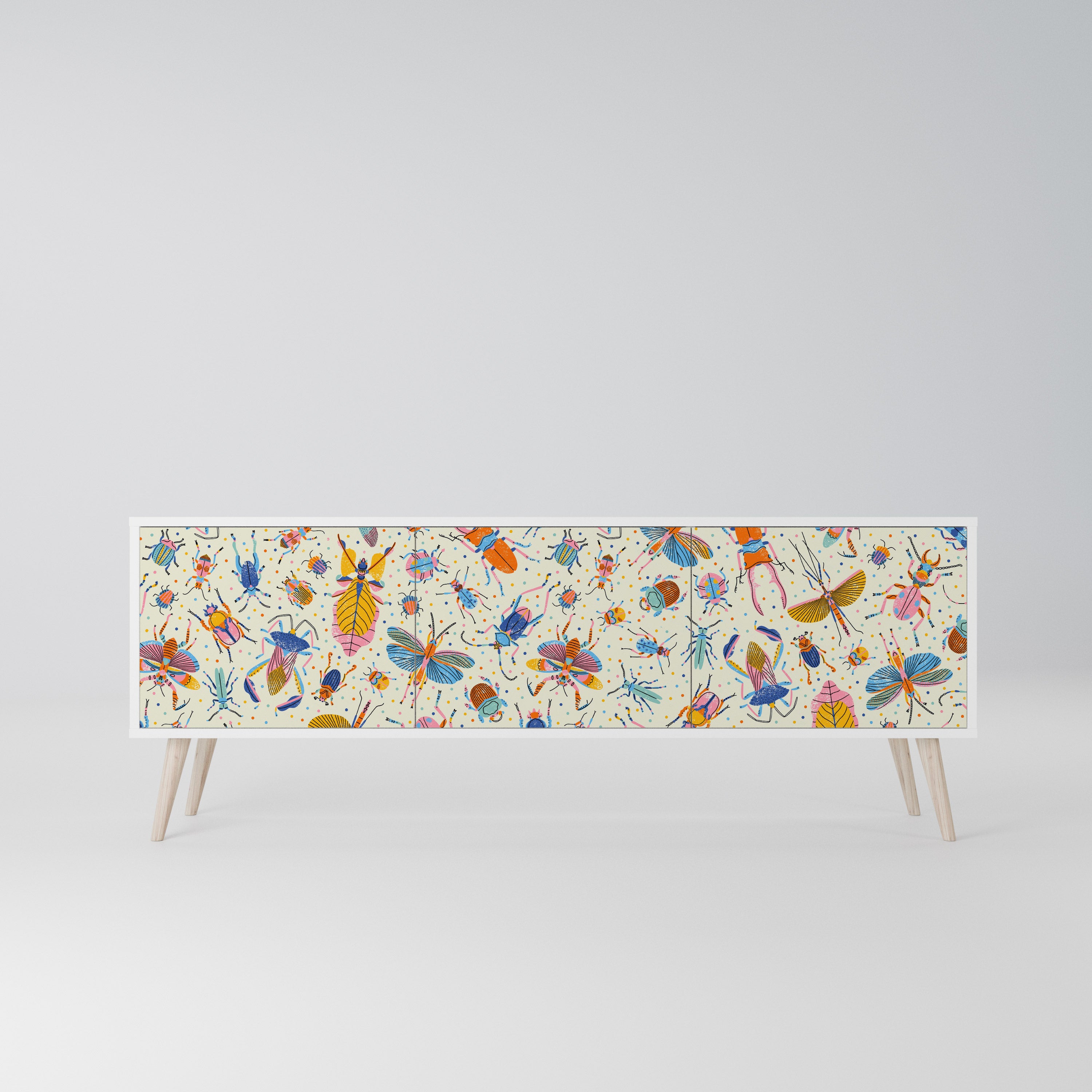 COLORFUL INSECTS Szafka RTV 3-drzwiowa korpus Biały