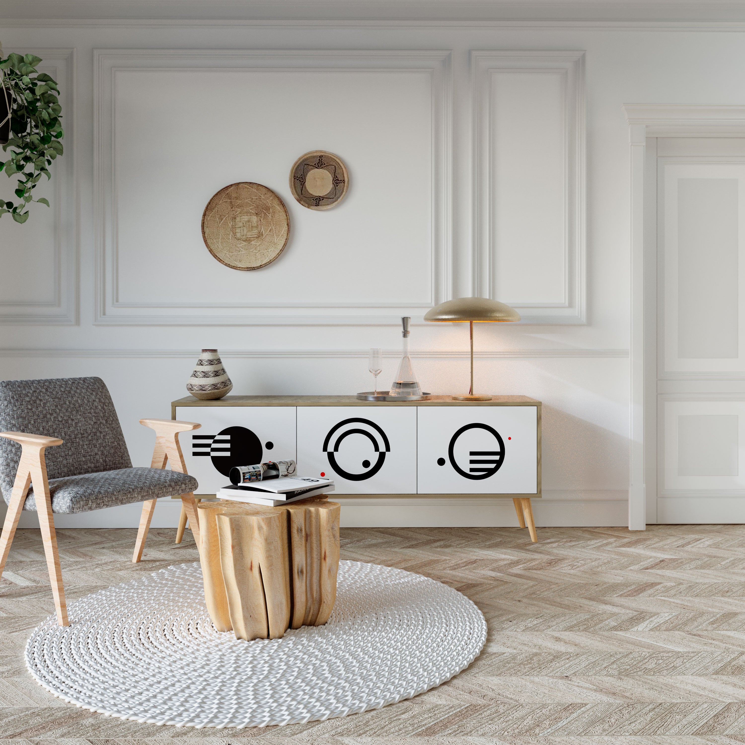 BLACK AND WHITE COMBINATION Szafka RTV 3-drzwiowa