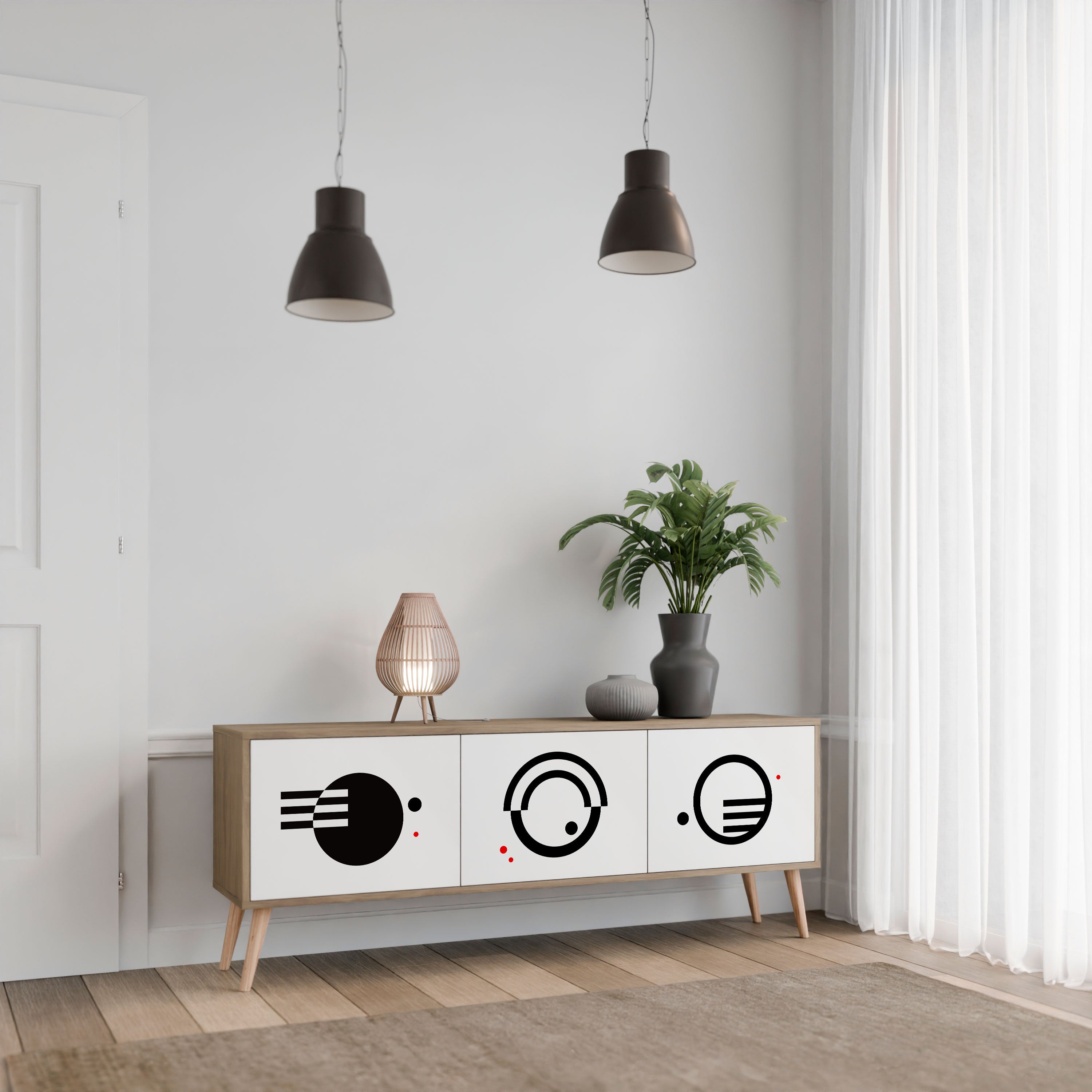 BLACK AND WHITE COMBINATION Szafka RTV 3-drzwiowa