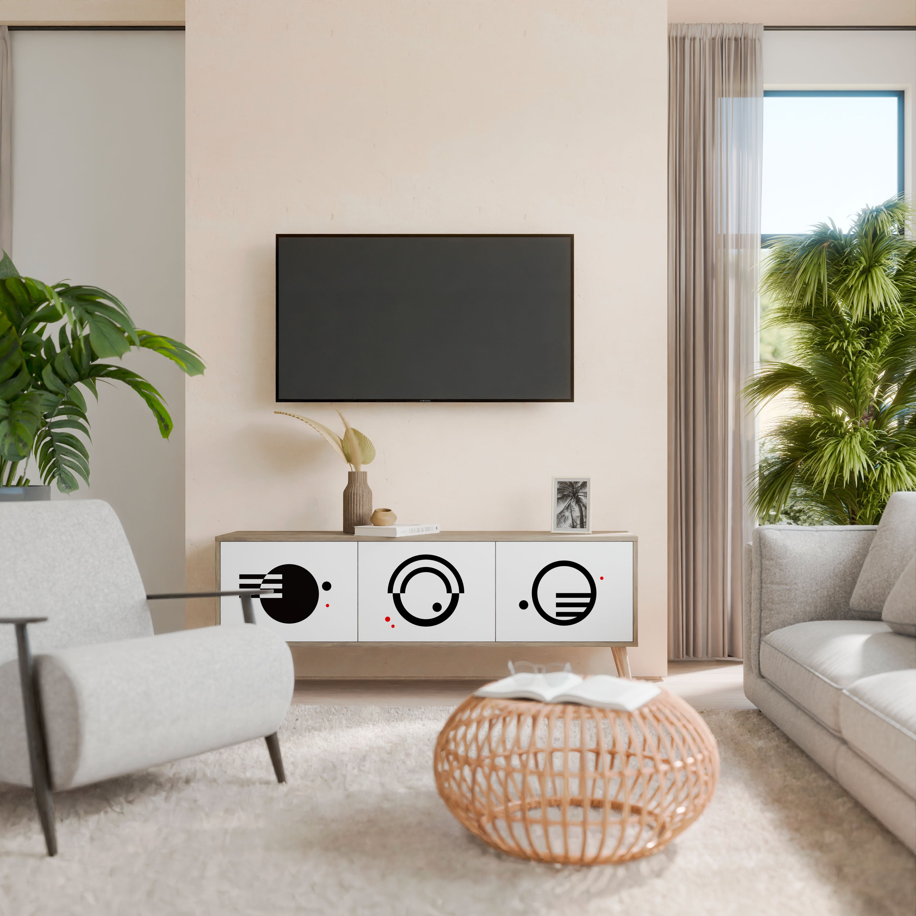 BLACK AND WHITE COMBINATION Szafka RTV 3-drzwiowa