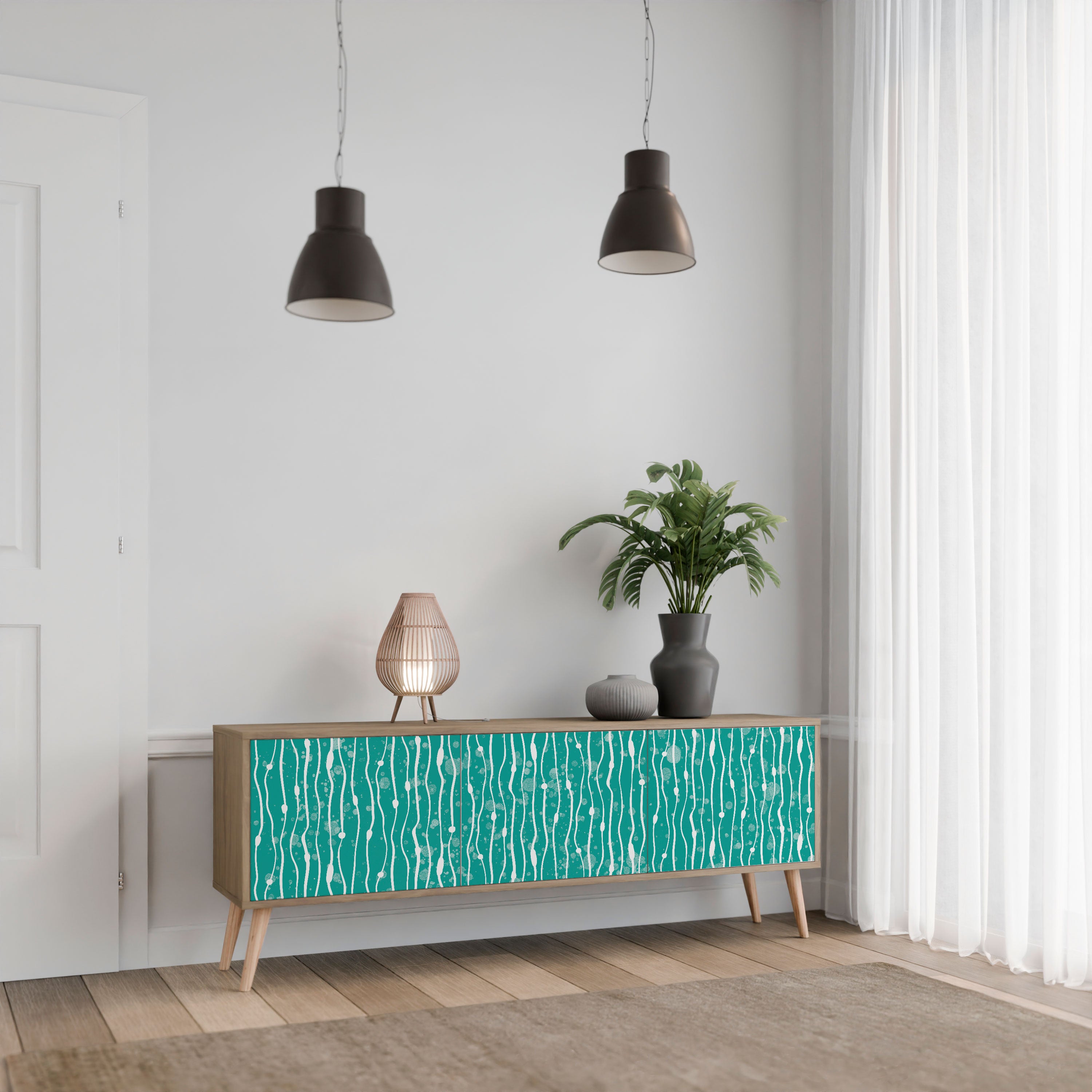 TURQUOISE RAIN Szafka RTV 3-drzwiowa