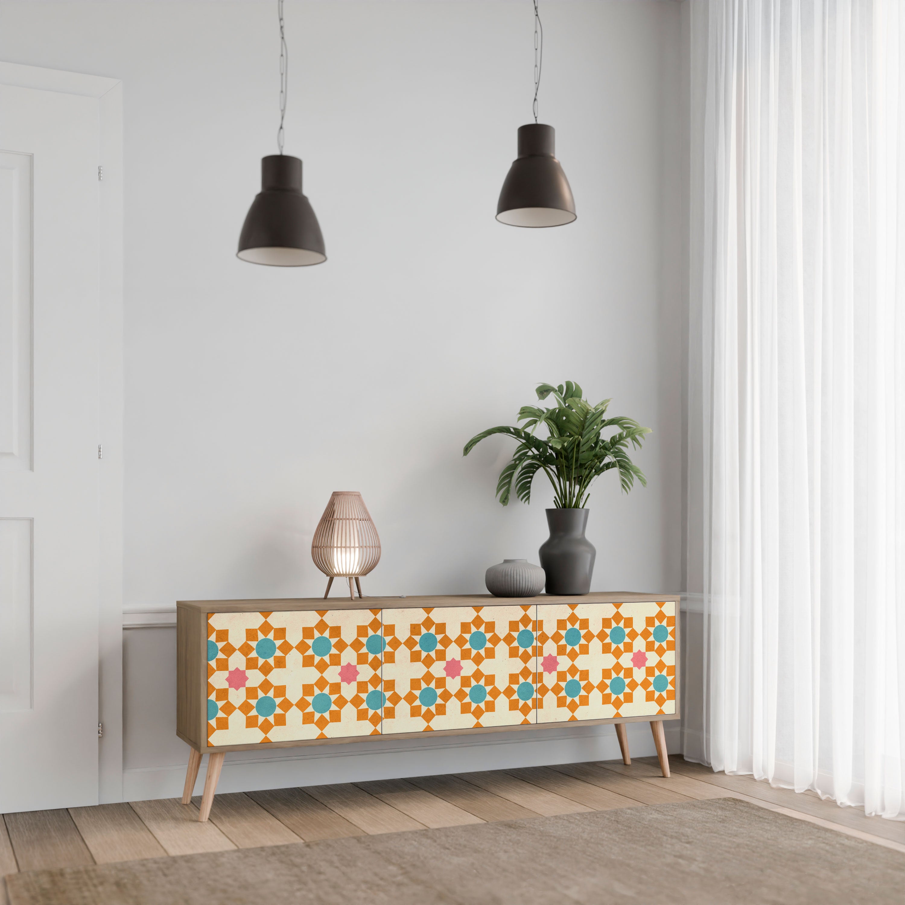 FLORAL DECOR Szafka RTV 3-drzwiowa
