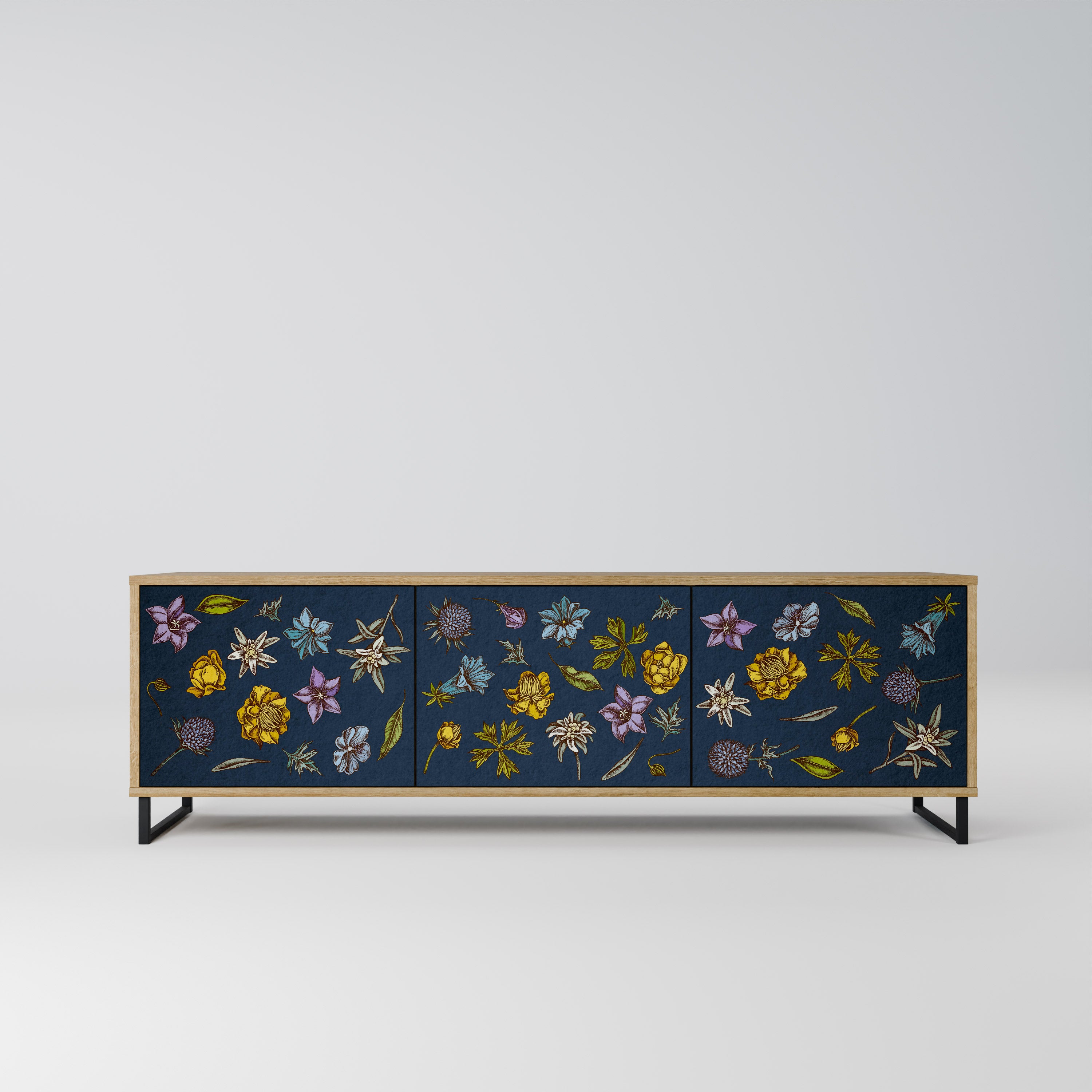 FLOWERS ON NAVY BLUE Szafka RTV 3-drzwiowa