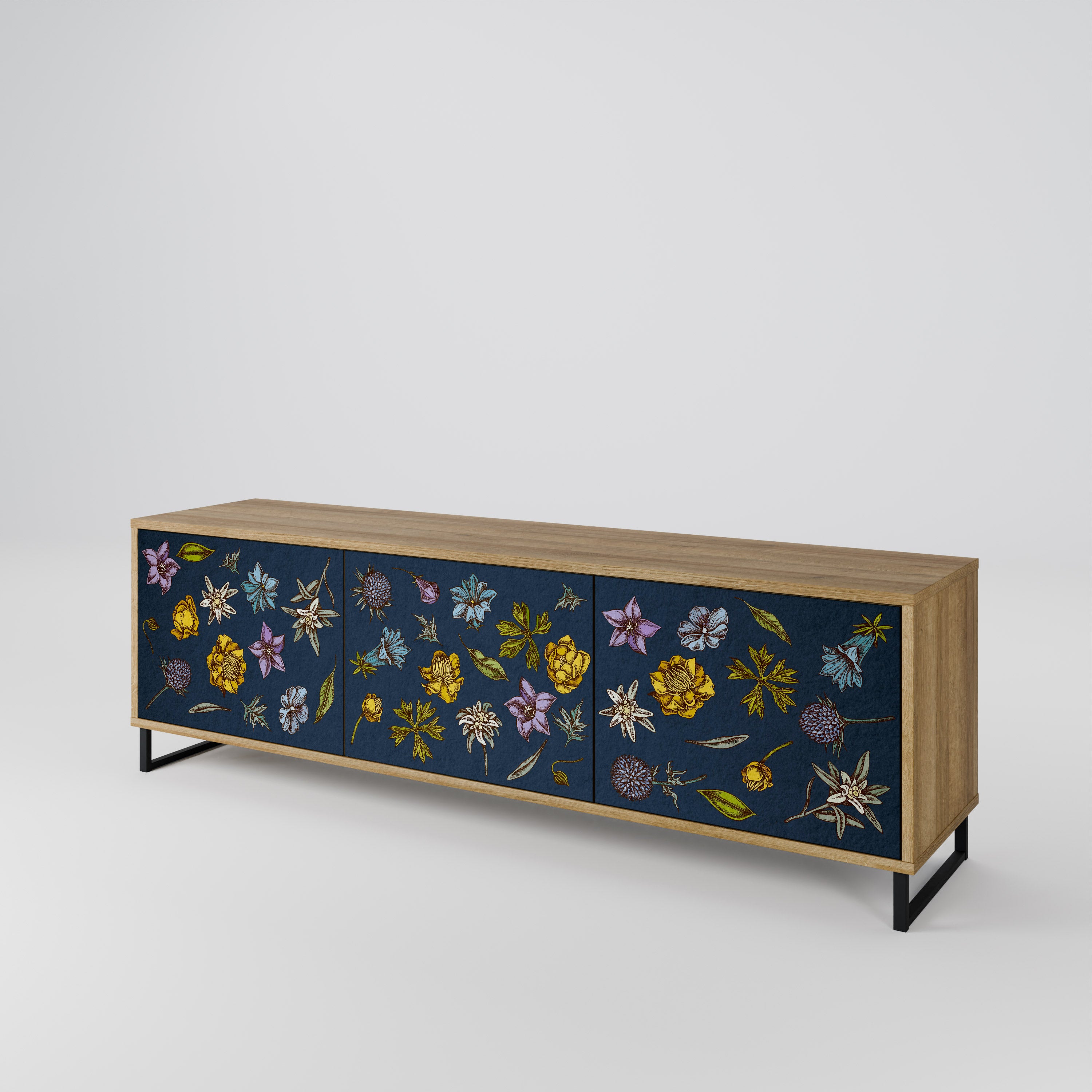 FLOWERS ON NAVY BLUE Szafka RTV 3-drzwiowa