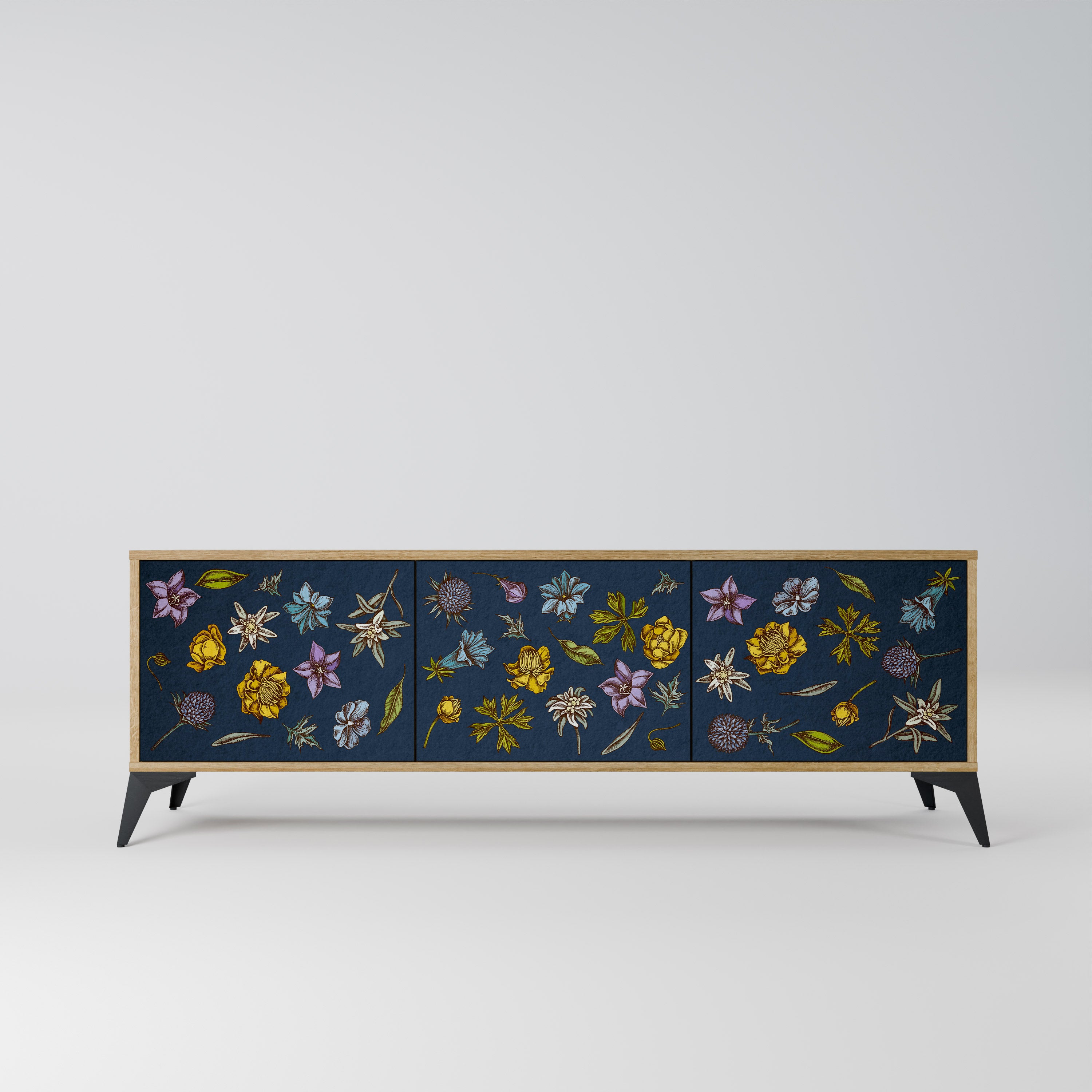 FLOWERS ON NAVY BLUE Szafka RTV 3-drzwiowa