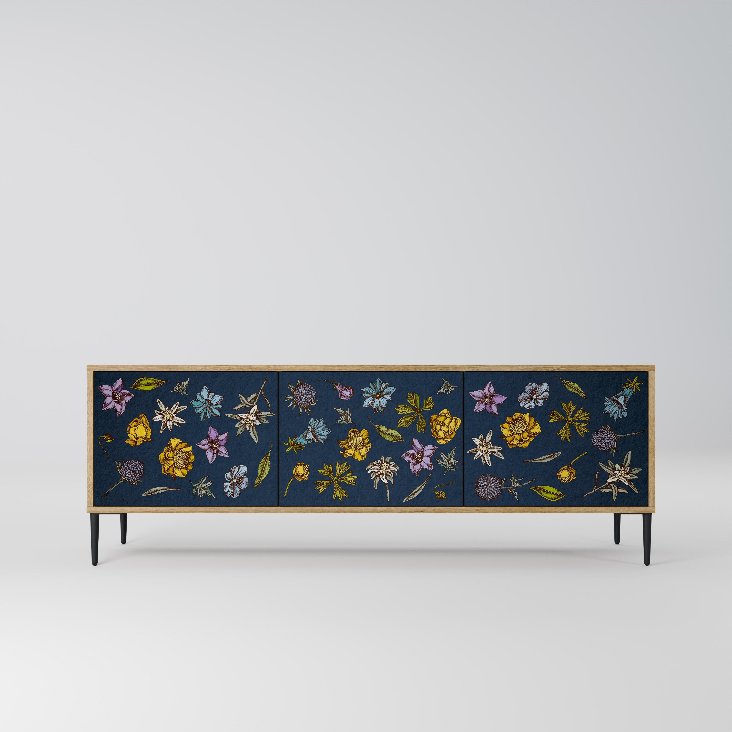 FLOWERS ON NAVY BLUE Szafka RTV 3-drzwiowa