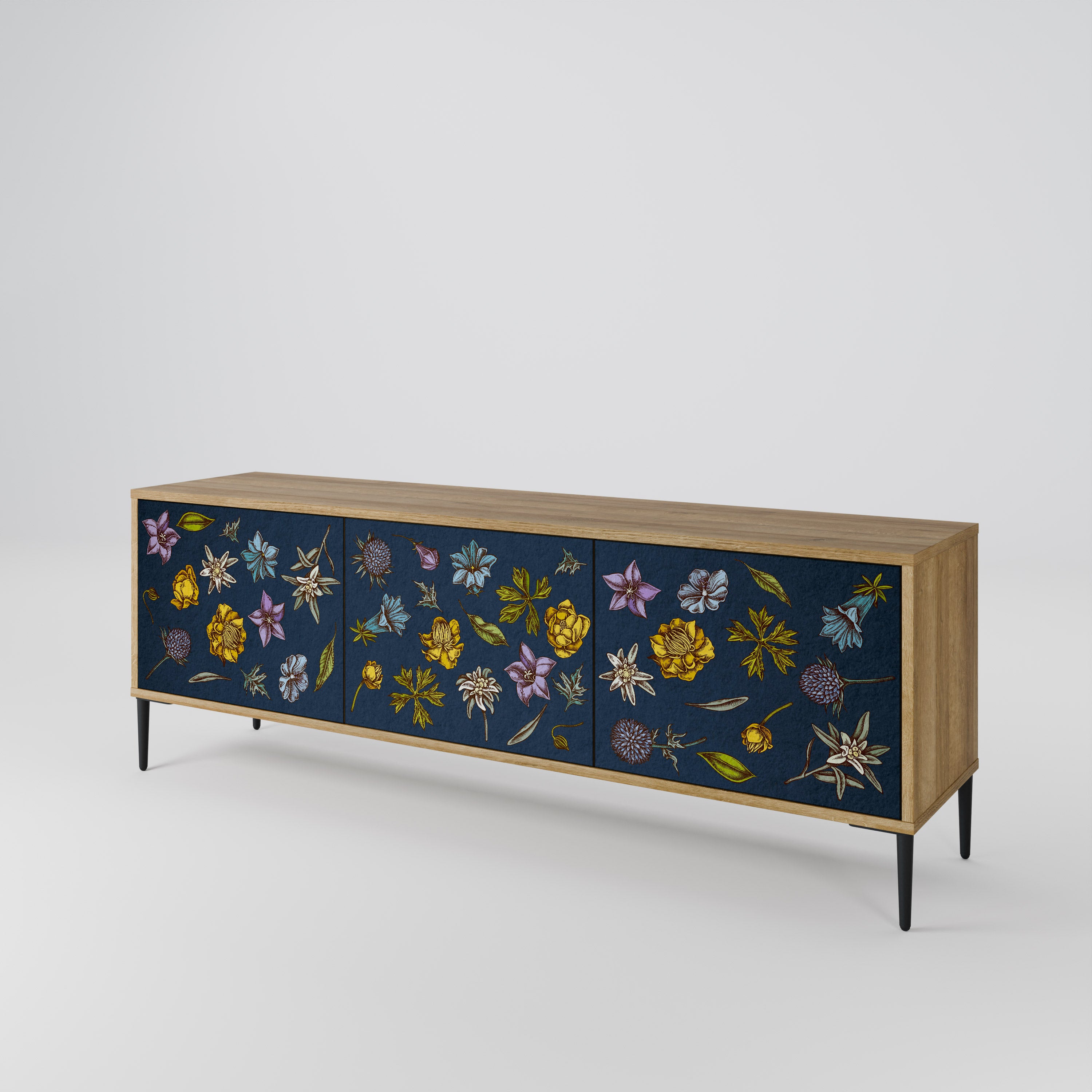 FLOWERS ON NAVY BLUE Szafka RTV 3-drzwiowa
