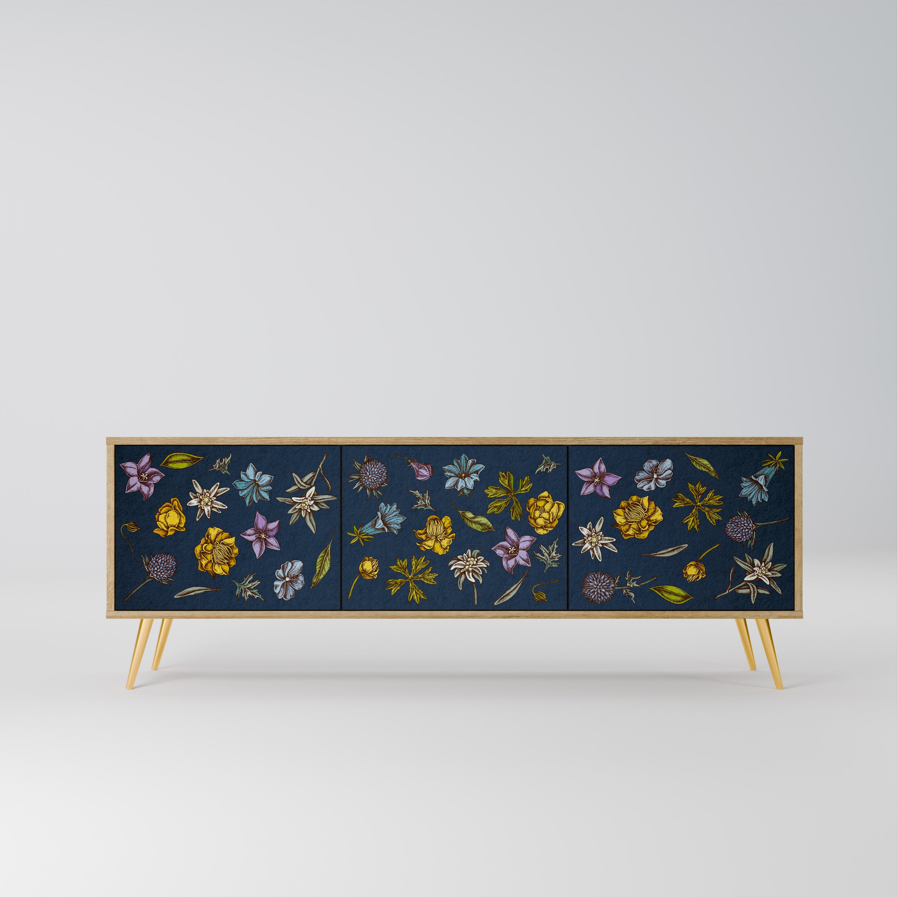 FLOWERS ON NAVY BLUE Szafka RTV 3-drzwiowa