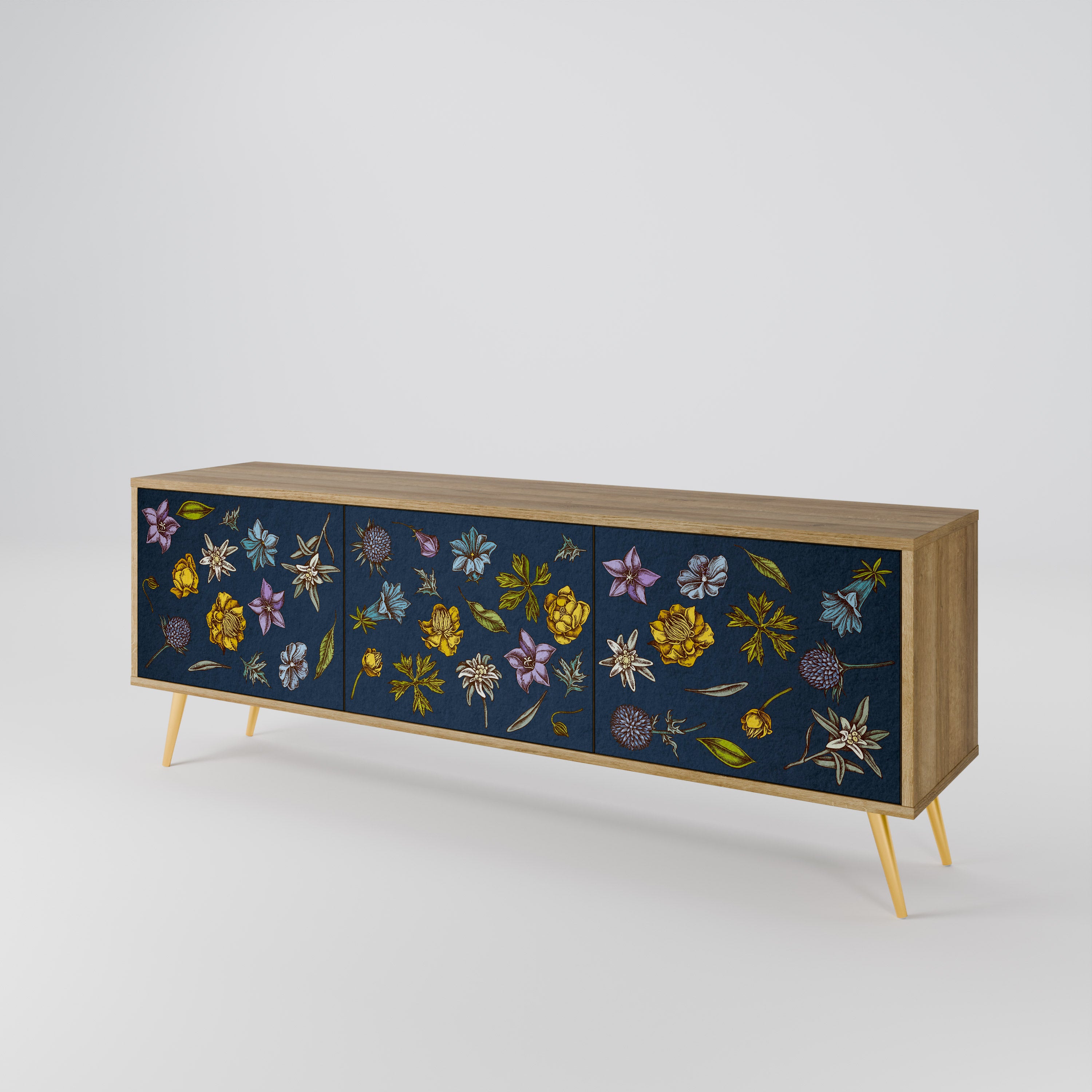 FLOWERS ON NAVY BLUE Szafka RTV 3-drzwiowa