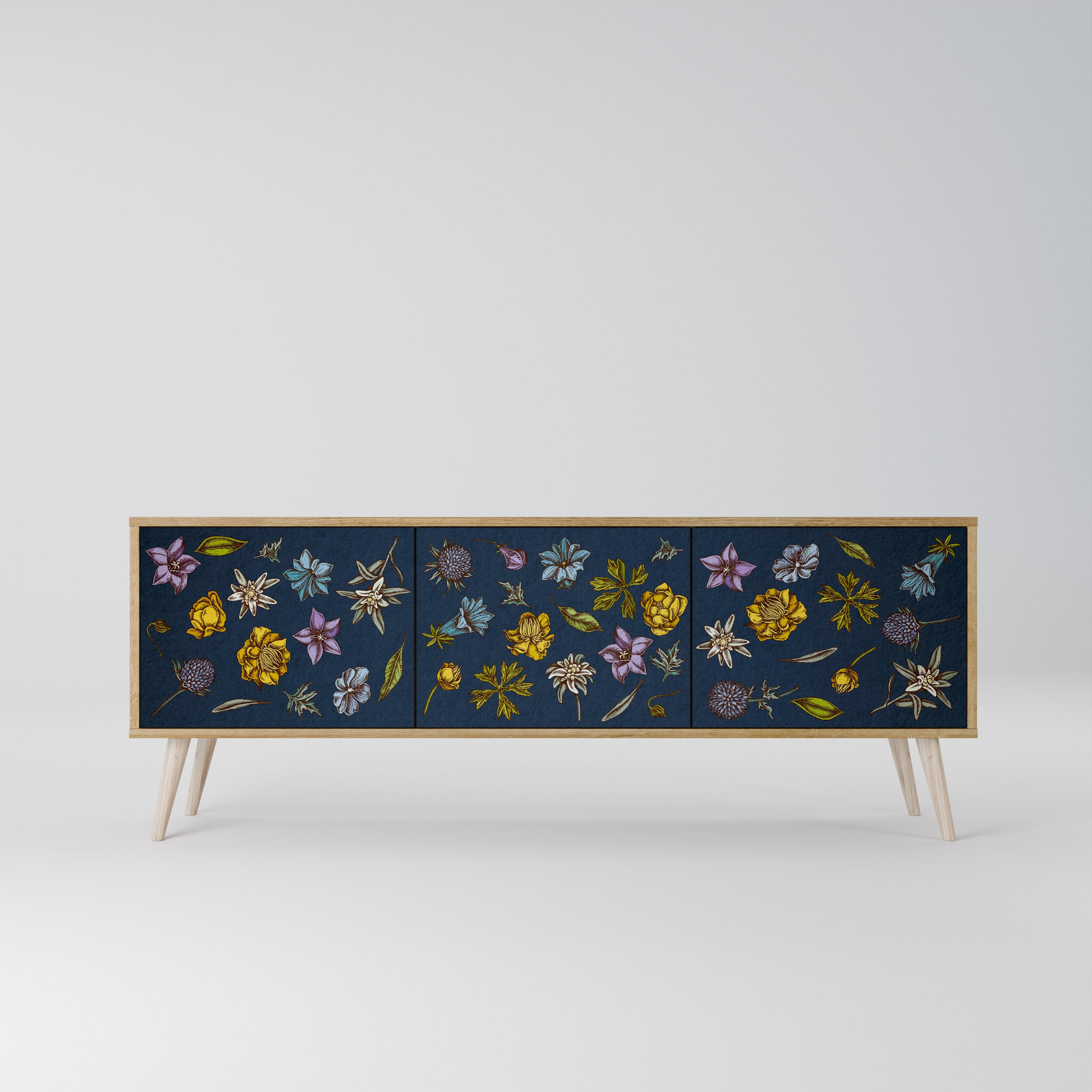 FLOWERS ON NAVY BLUE Szafka RTV 3-drzwiowa