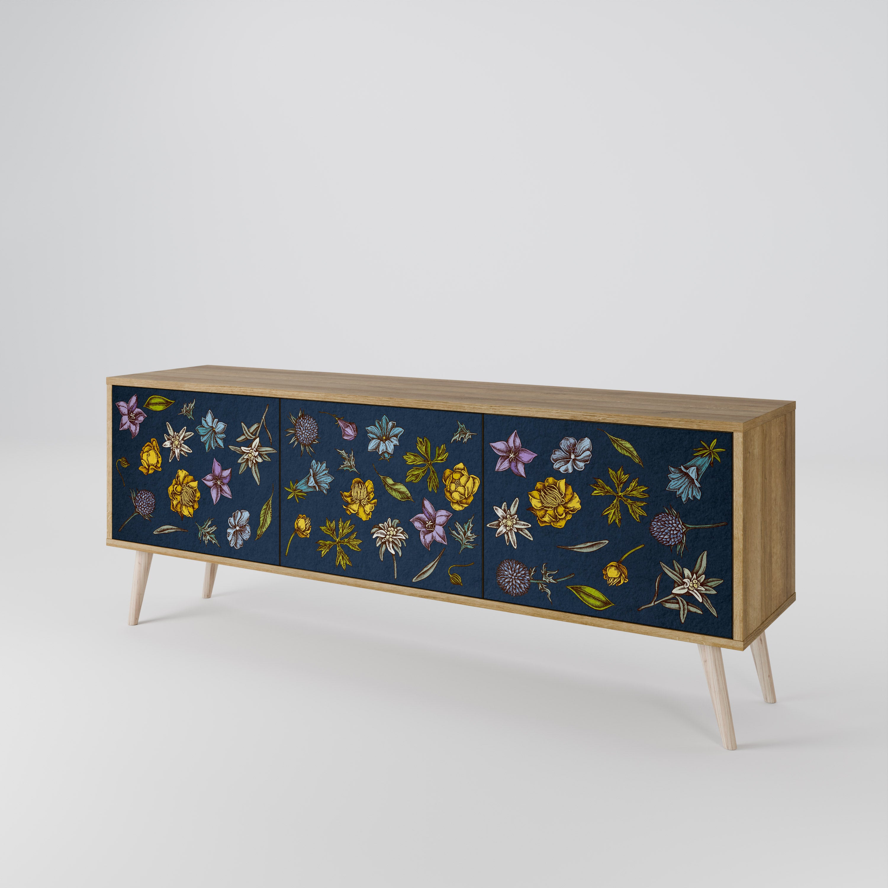 FLOWERS ON NAVY BLUE Szafka RTV 3-drzwiowa