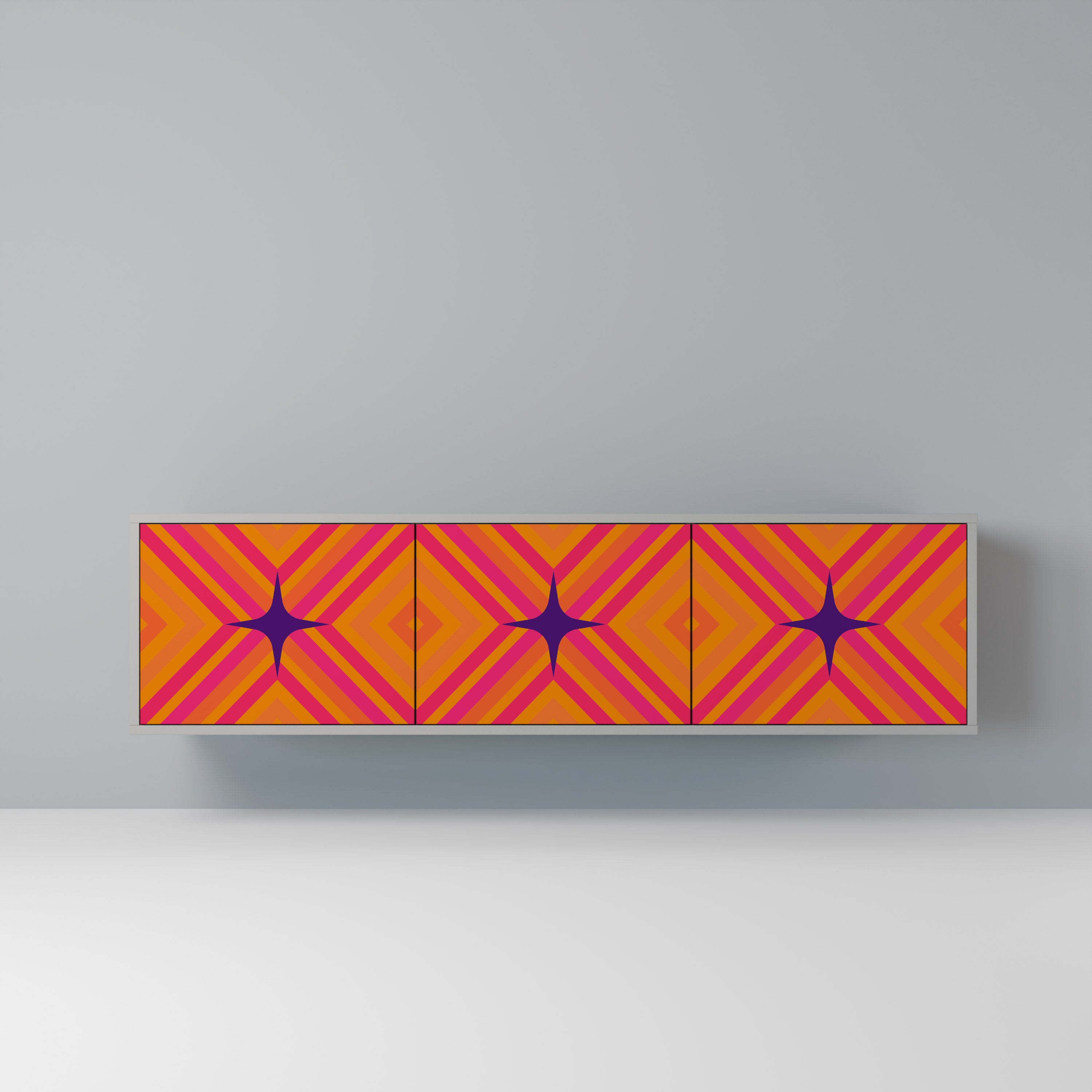GEOMETRIC BRILLIANCE Szafka RTV 3-drzwiowa korpus Szary