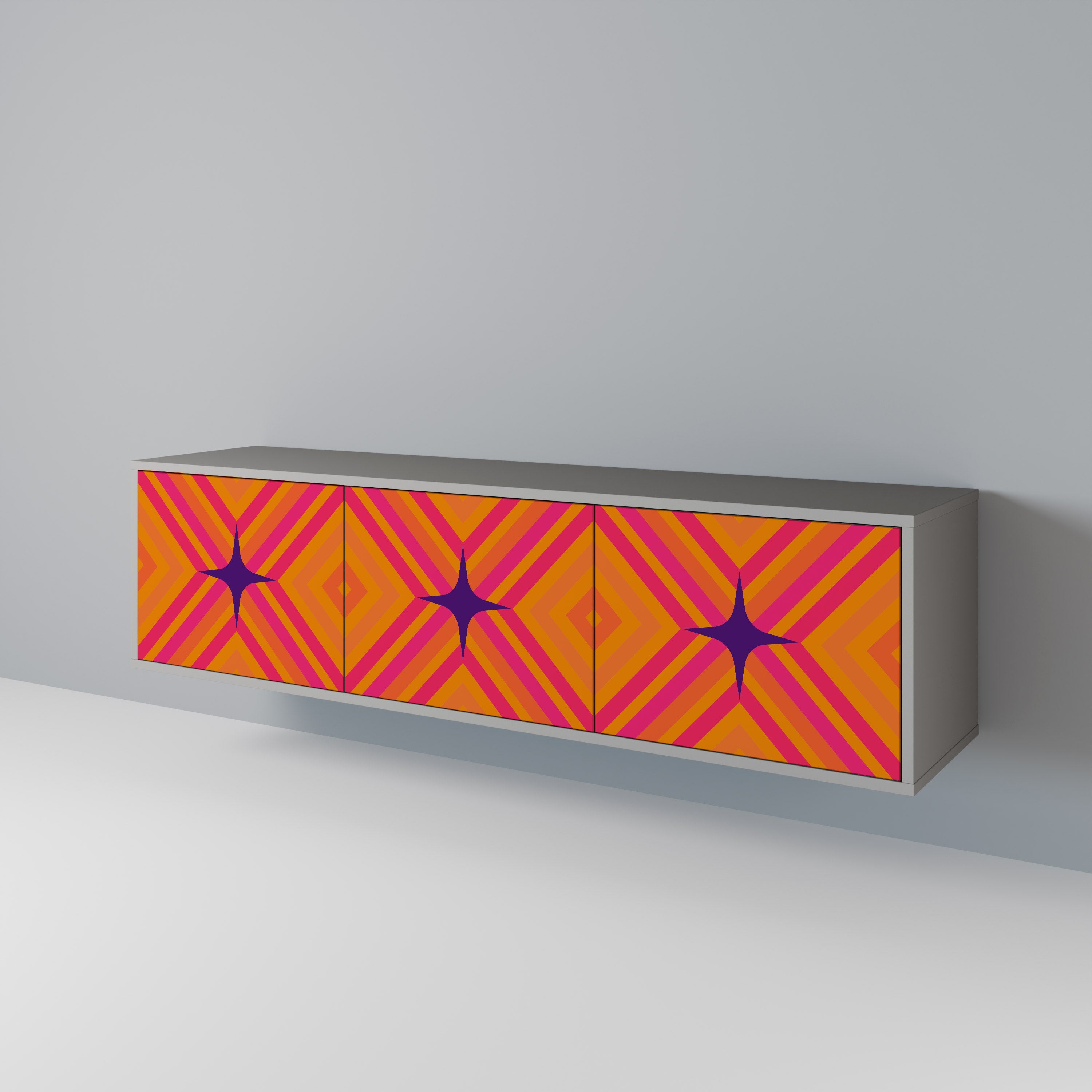 GEOMETRIC BRILLIANCE Szafka RTV 3-drzwiowa korpus Szary