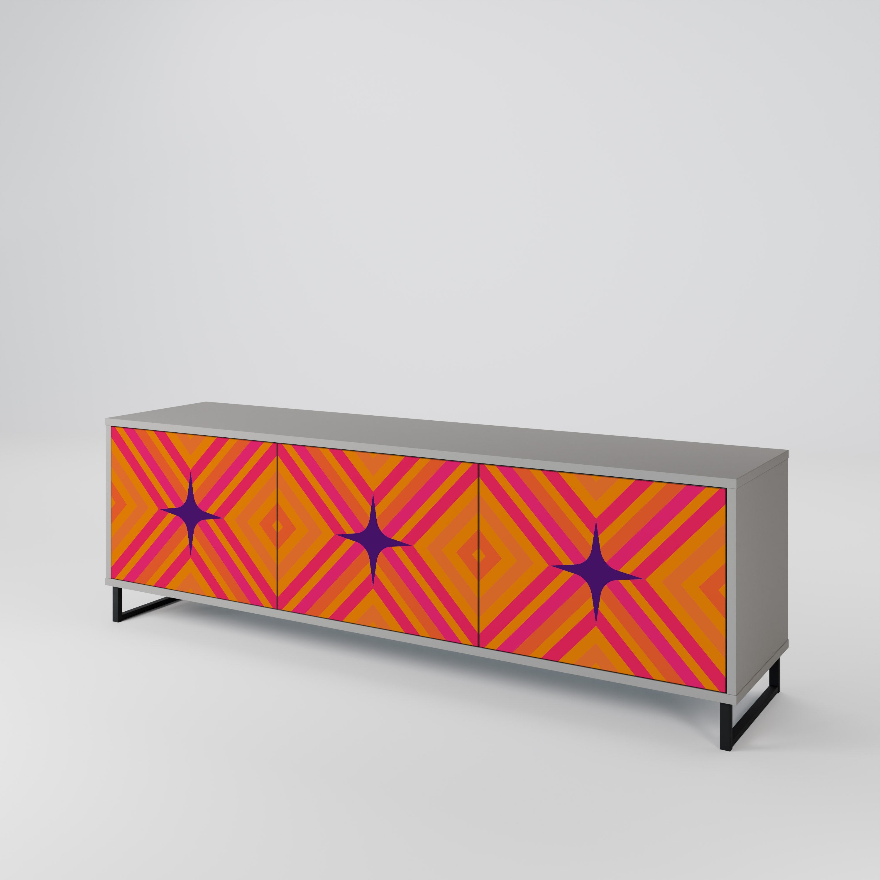 GEOMETRIC BRILLIANCE Szafka RTV 3-drzwiowa korpus Szary