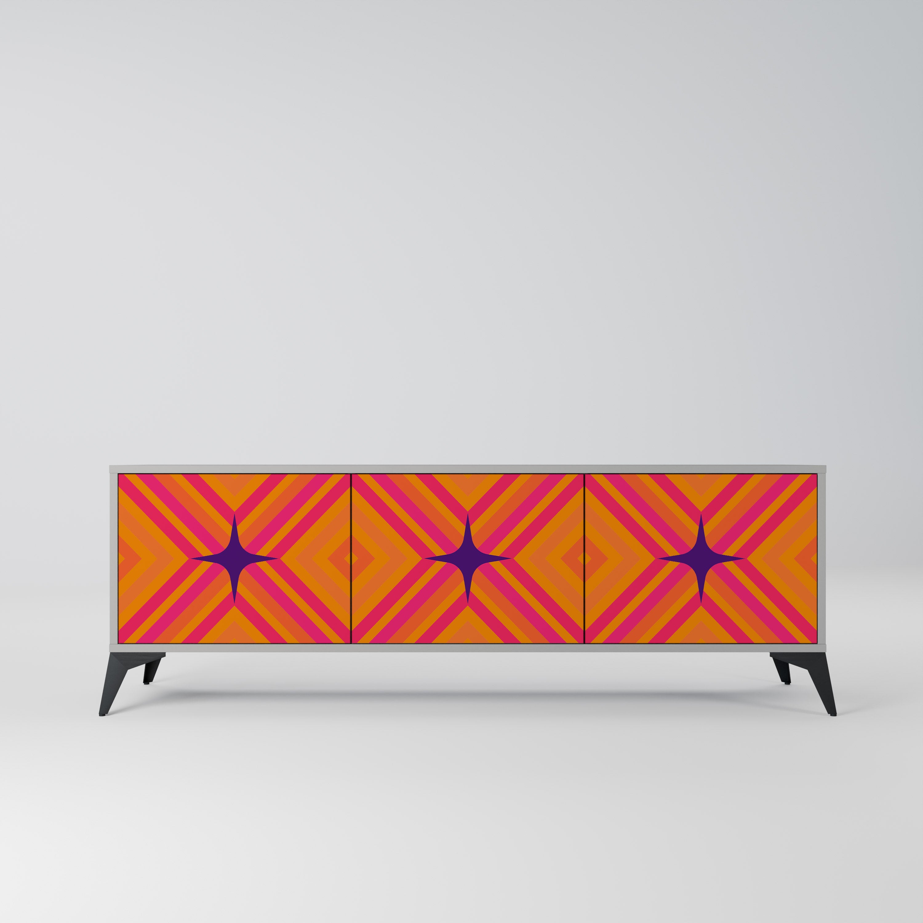 GEOMETRIC BRILLIANCE Szafka RTV 3-drzwiowa korpus Szary