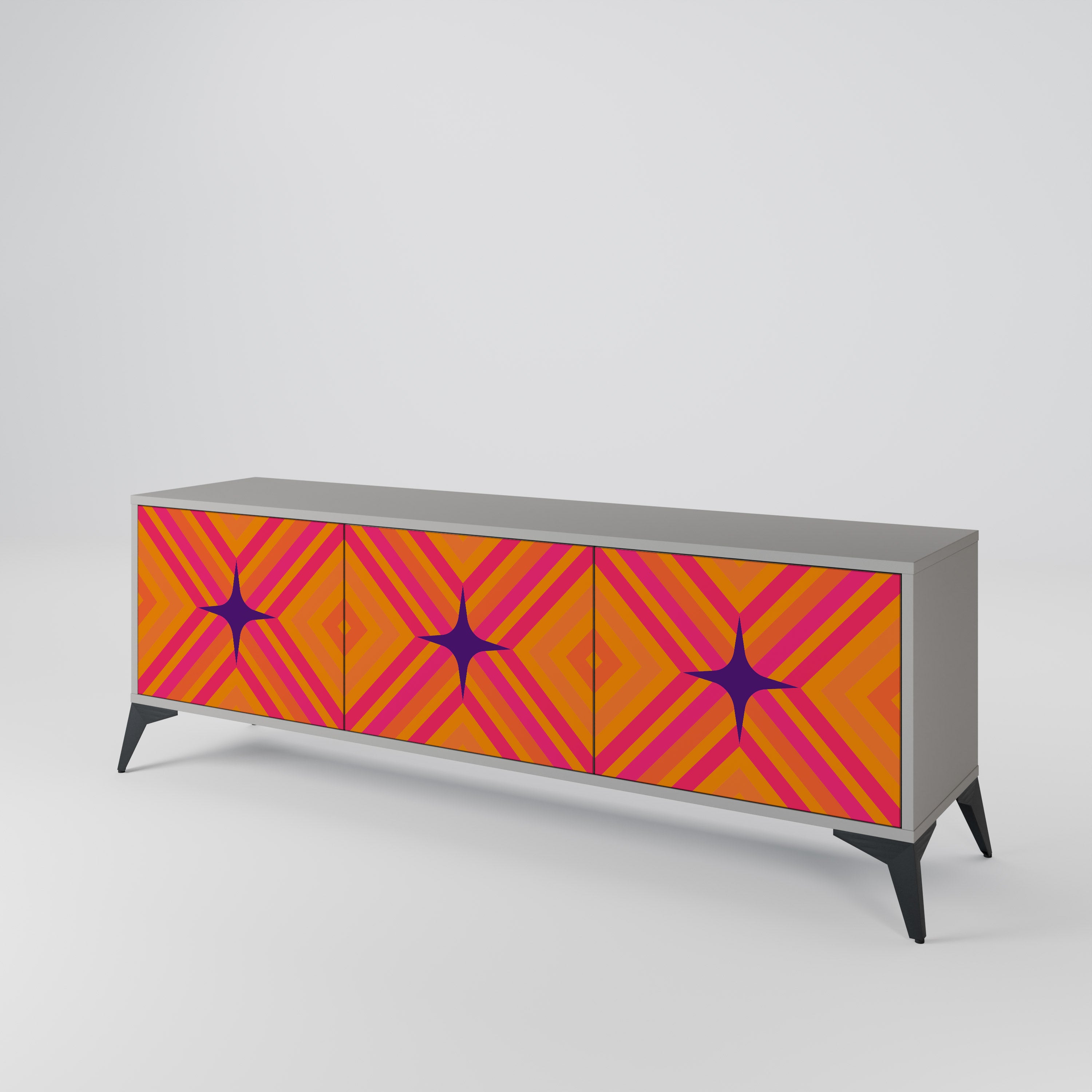 GEOMETRIC BRILLIANCE Szafka RTV 3-drzwiowa korpus Szary