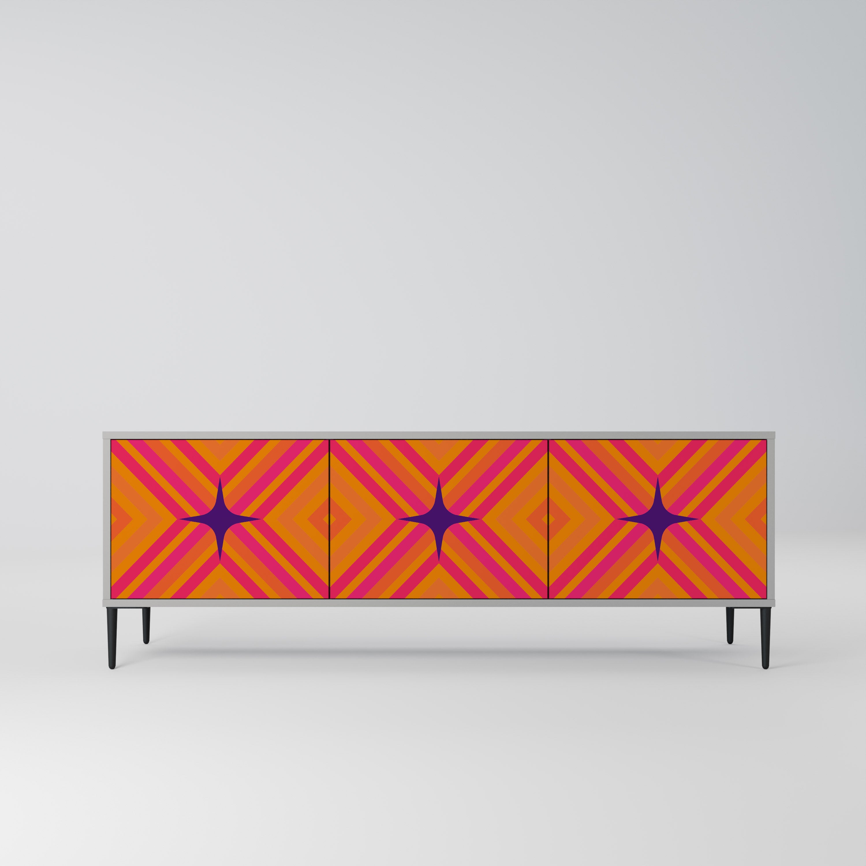GEOMETRIC BRILLIANCE Szafka RTV 3-drzwiowa korpus Szary
