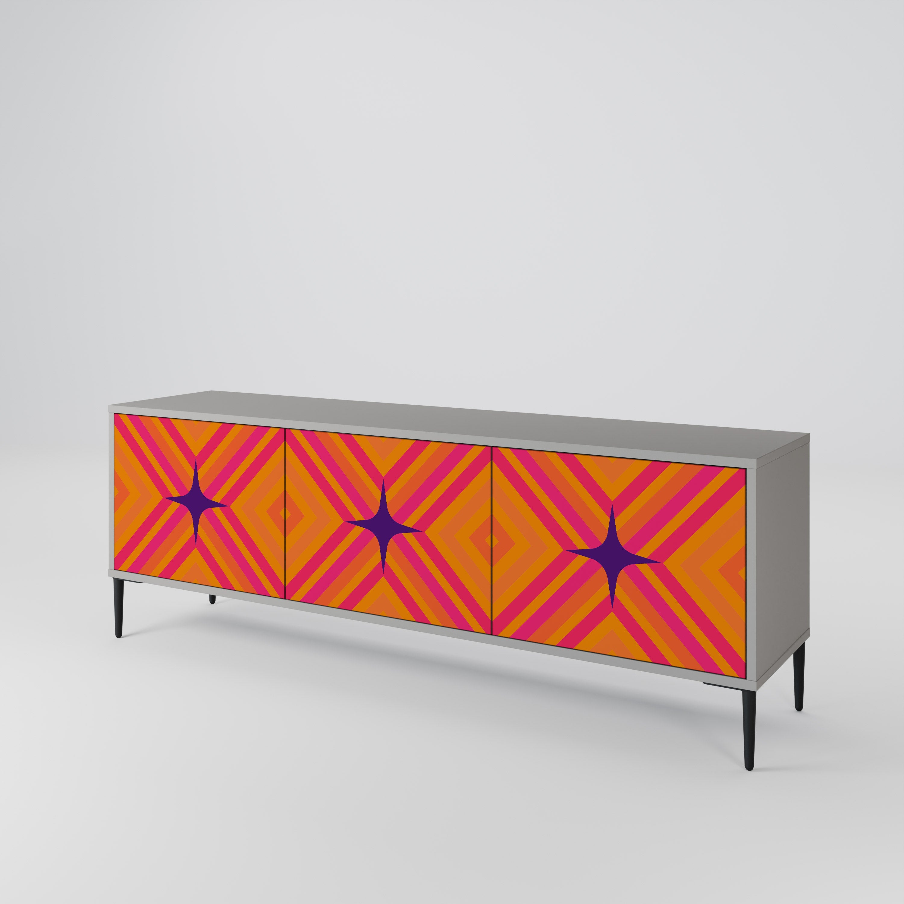 GEOMETRIC BRILLIANCE Szafka RTV 3-drzwiowa korpus Szary