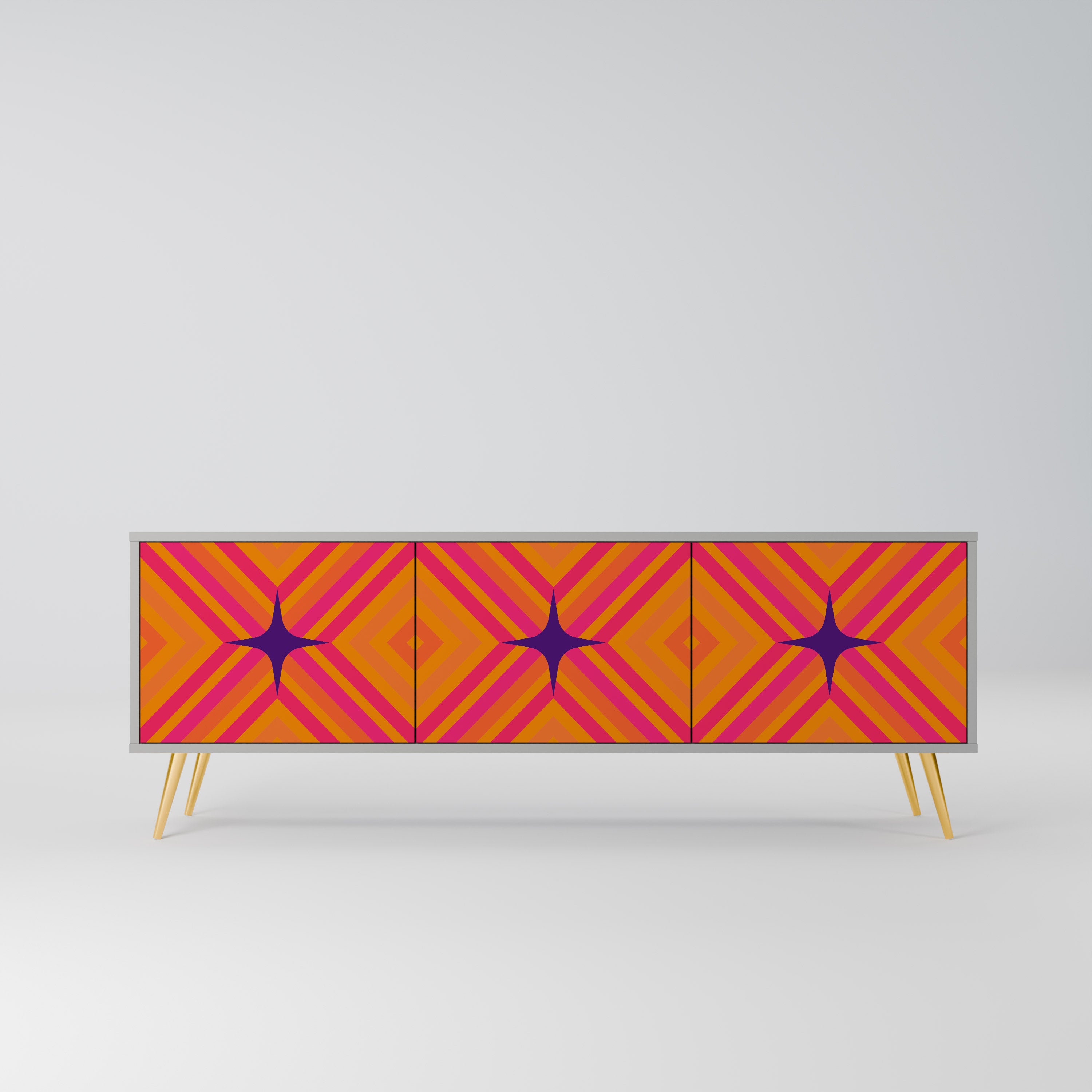 GEOMETRIC BRILLIANCE Szafka RTV 3-drzwiowa korpus Szary