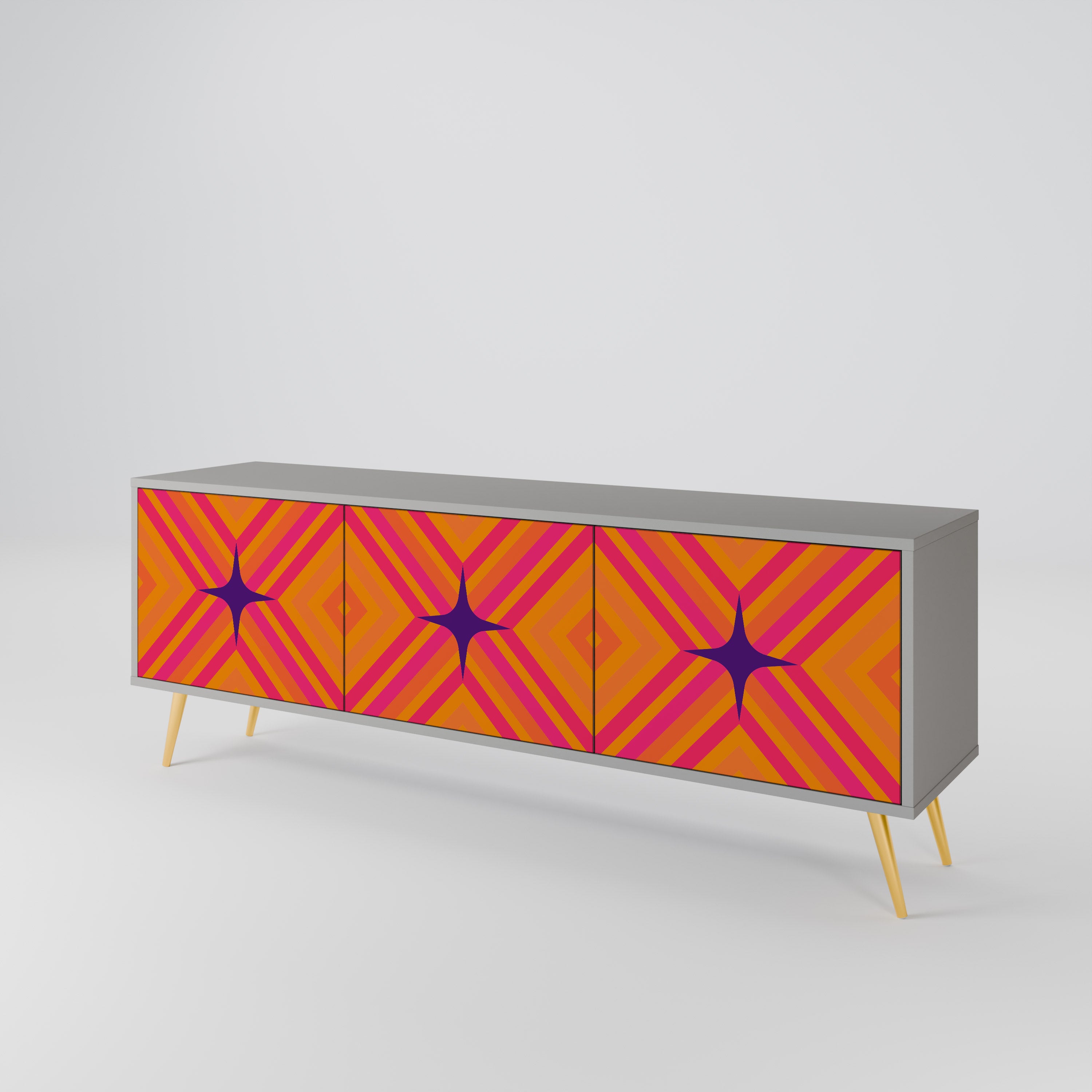 GEOMETRIC BRILLIANCE Szafka RTV 3-drzwiowa korpus Szary