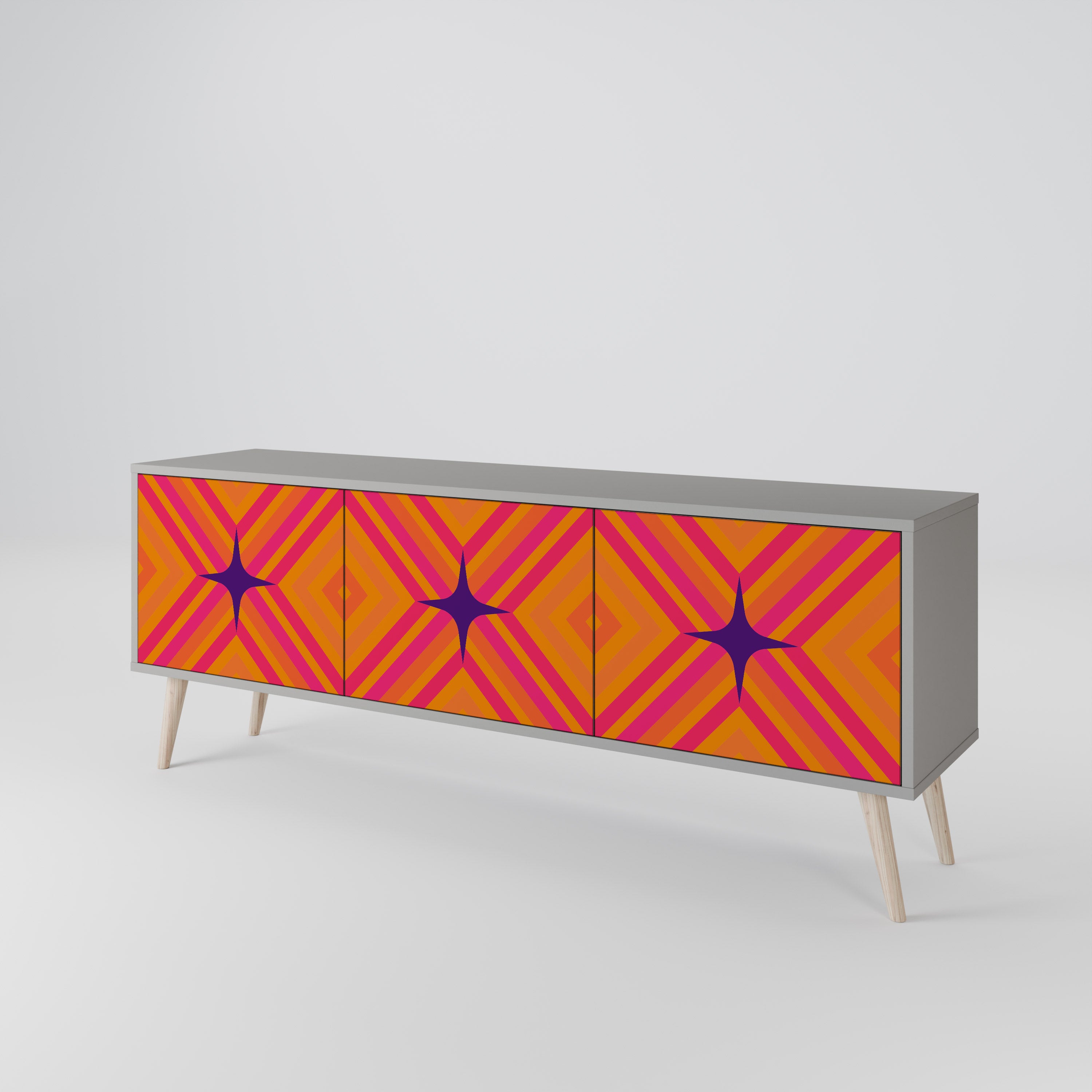 GEOMETRIC BRILLIANCE Szafka RTV 3-drzwiowa korpus Szary