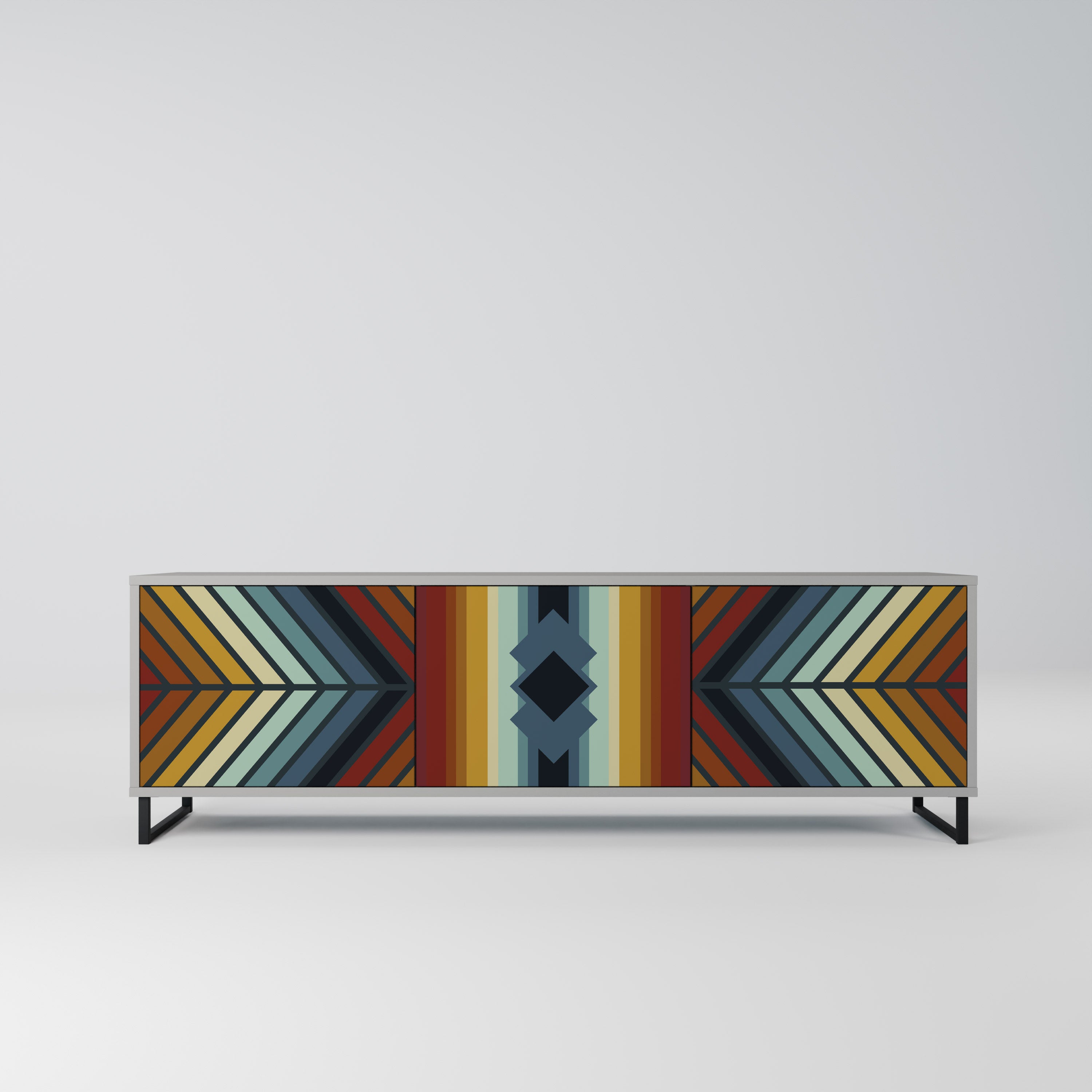 INDIGENOUS ZIGZAG Szafka RTV 3-drzwiowa korpus Szary