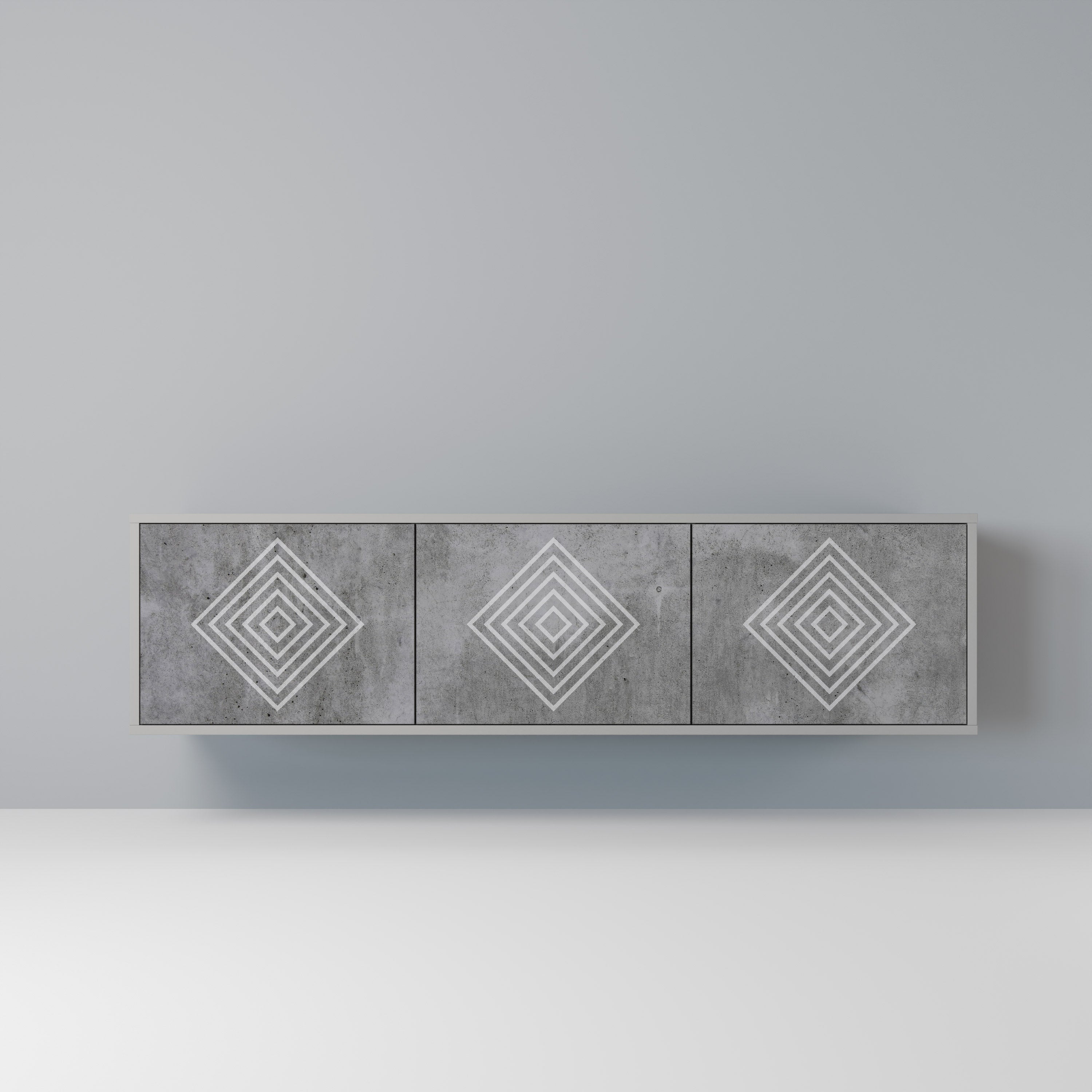 POLYGONAL ARTISTRY Szafka RTV 3-drzwiowa korpus Szary