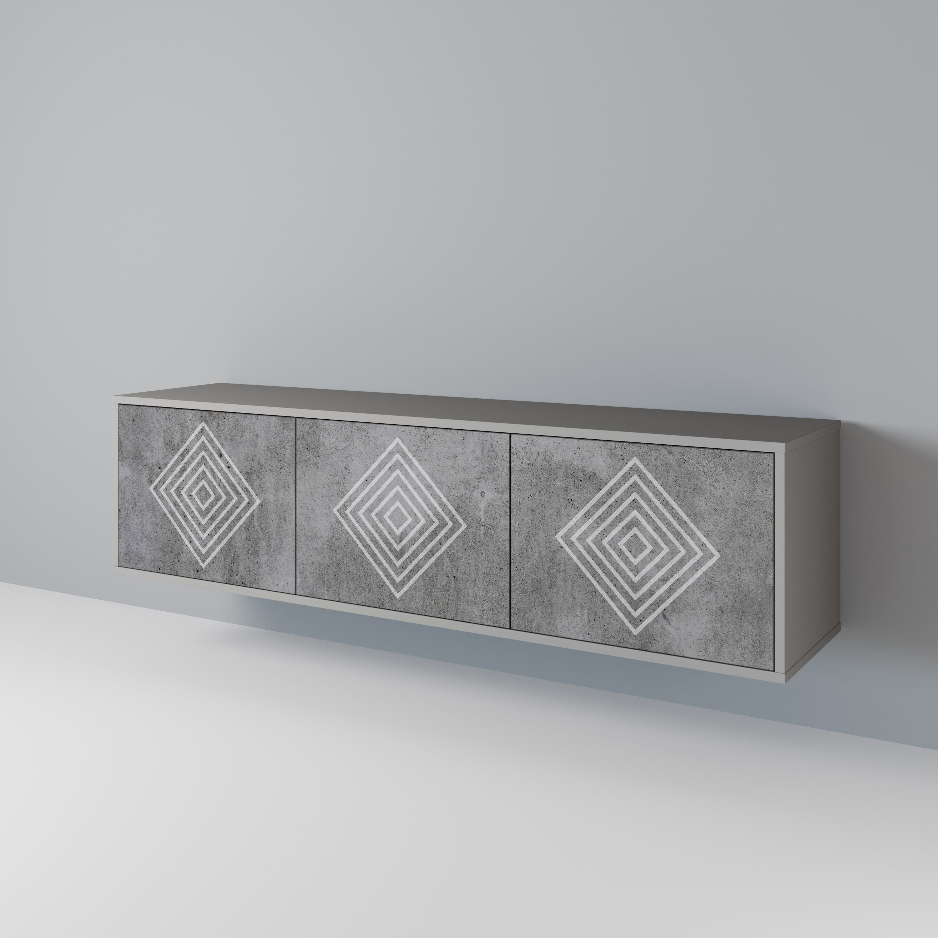 POLYGONAL ARTISTRY Szafka RTV 3-drzwiowa korpus Szary