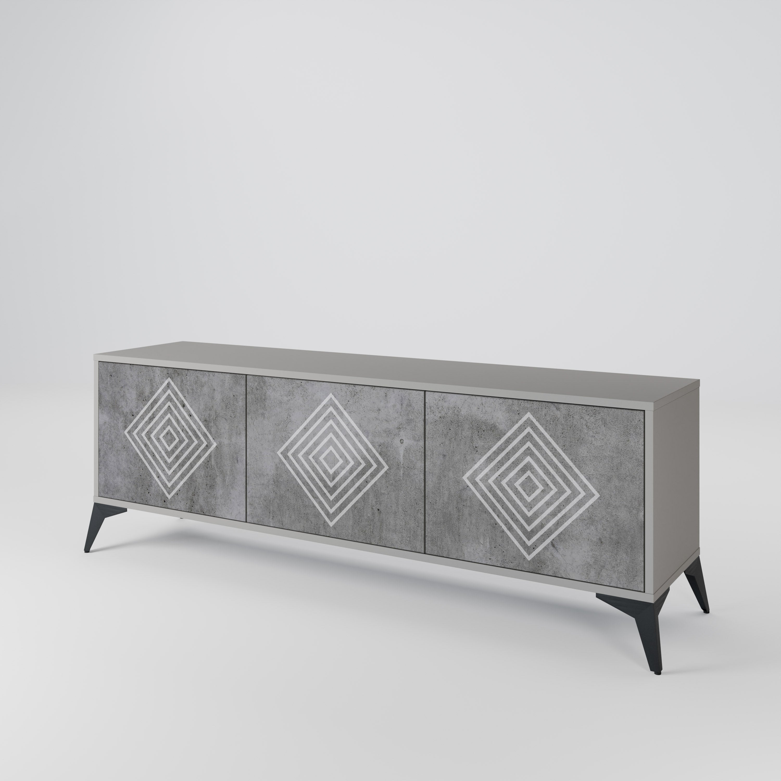 POLYGONAL ARTISTRY Szafka RTV 3-drzwiowa korpus Szary