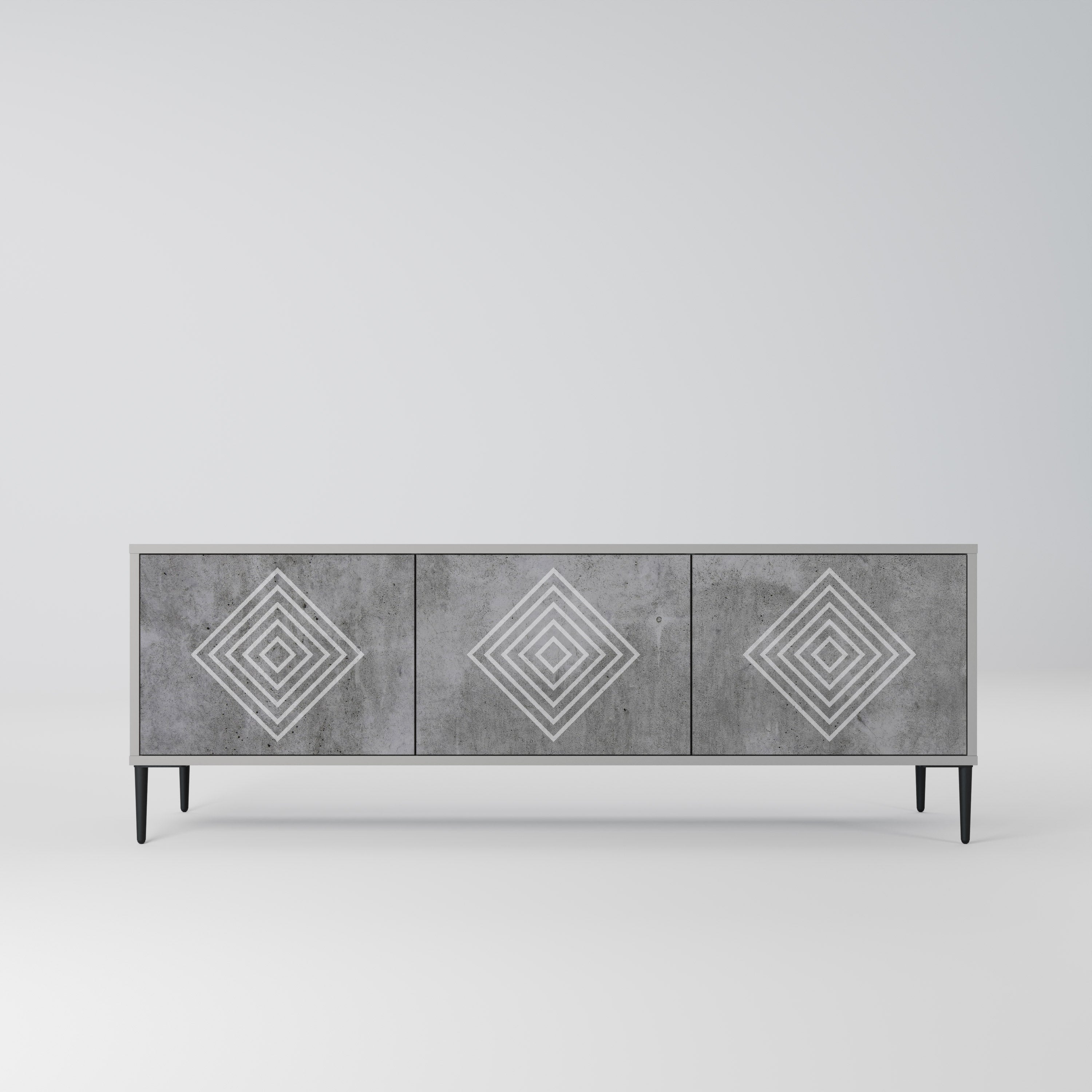 POLYGONAL ARTISTRY Szafka RTV 3-drzwiowa korpus Szary