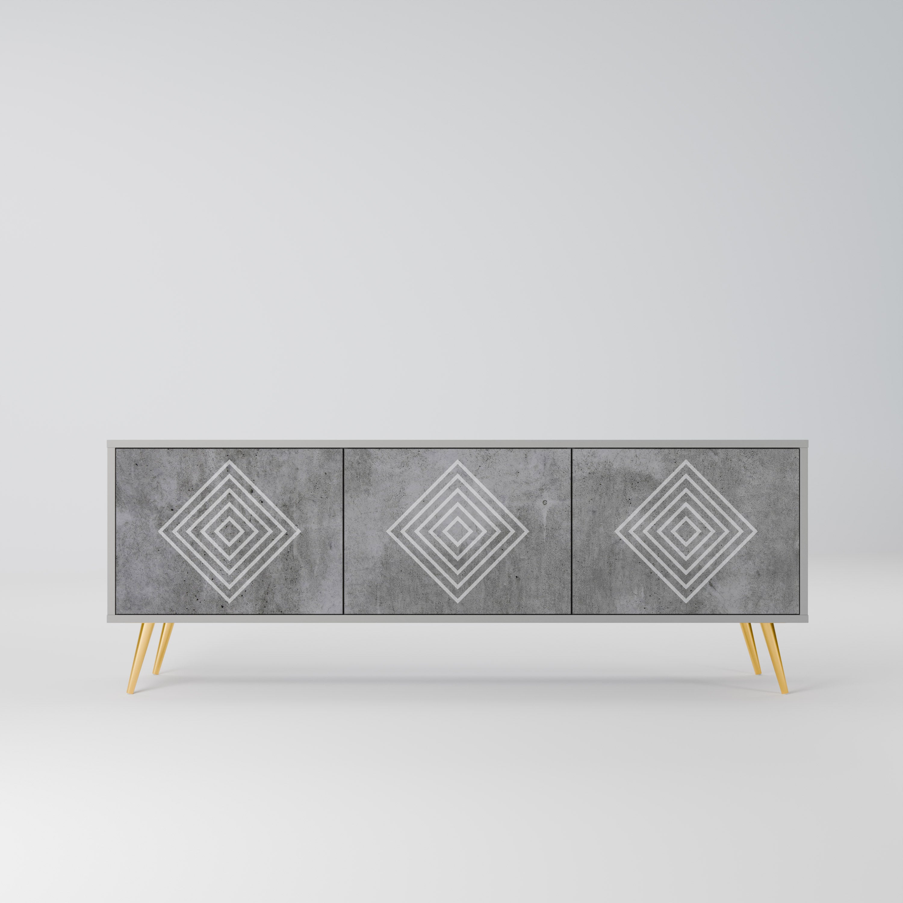 POLYGONAL ARTISTRY Szafka RTV 3-drzwiowa korpus Szary