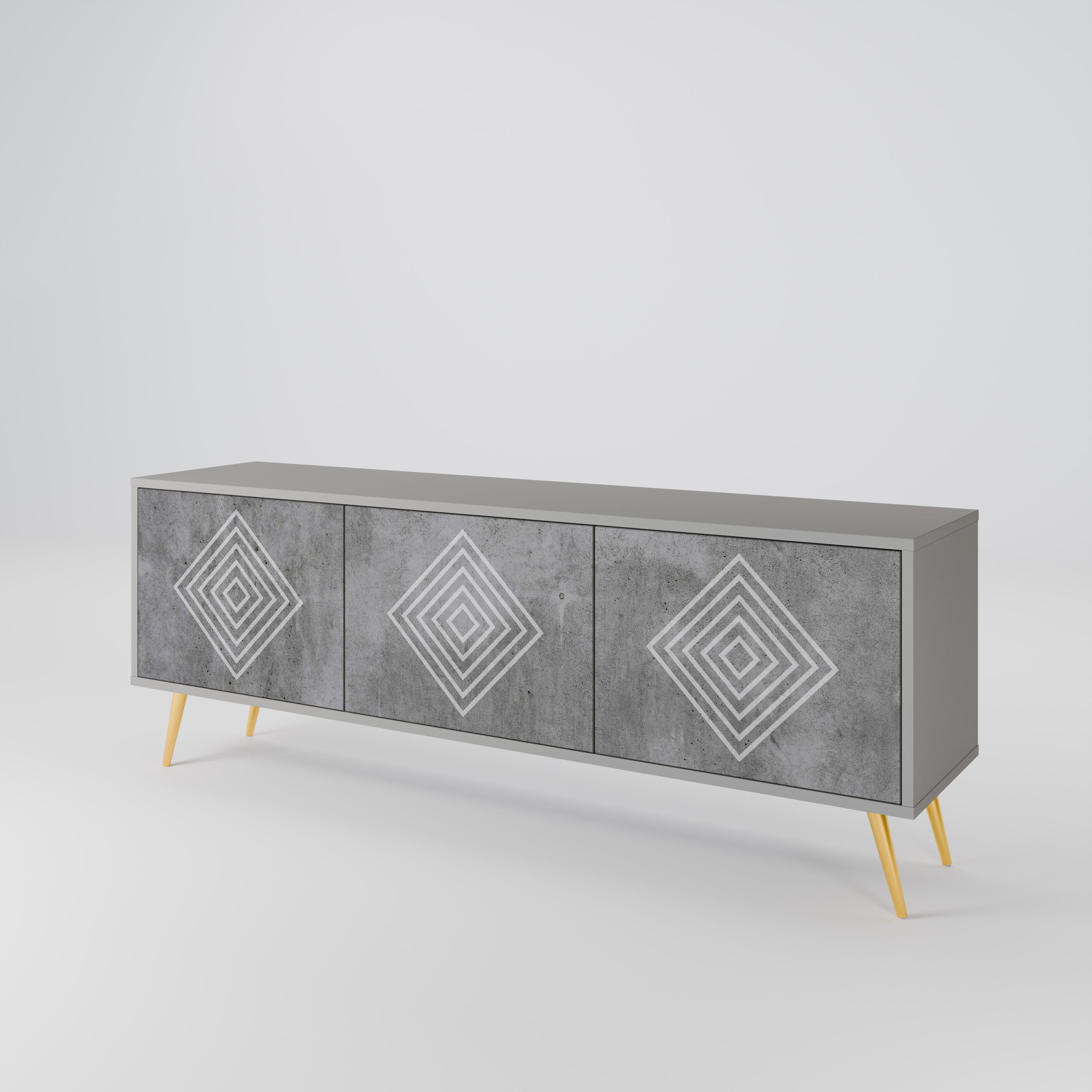 POLYGONAL ARTISTRY Szafka RTV 3-drzwiowa korpus Szary
