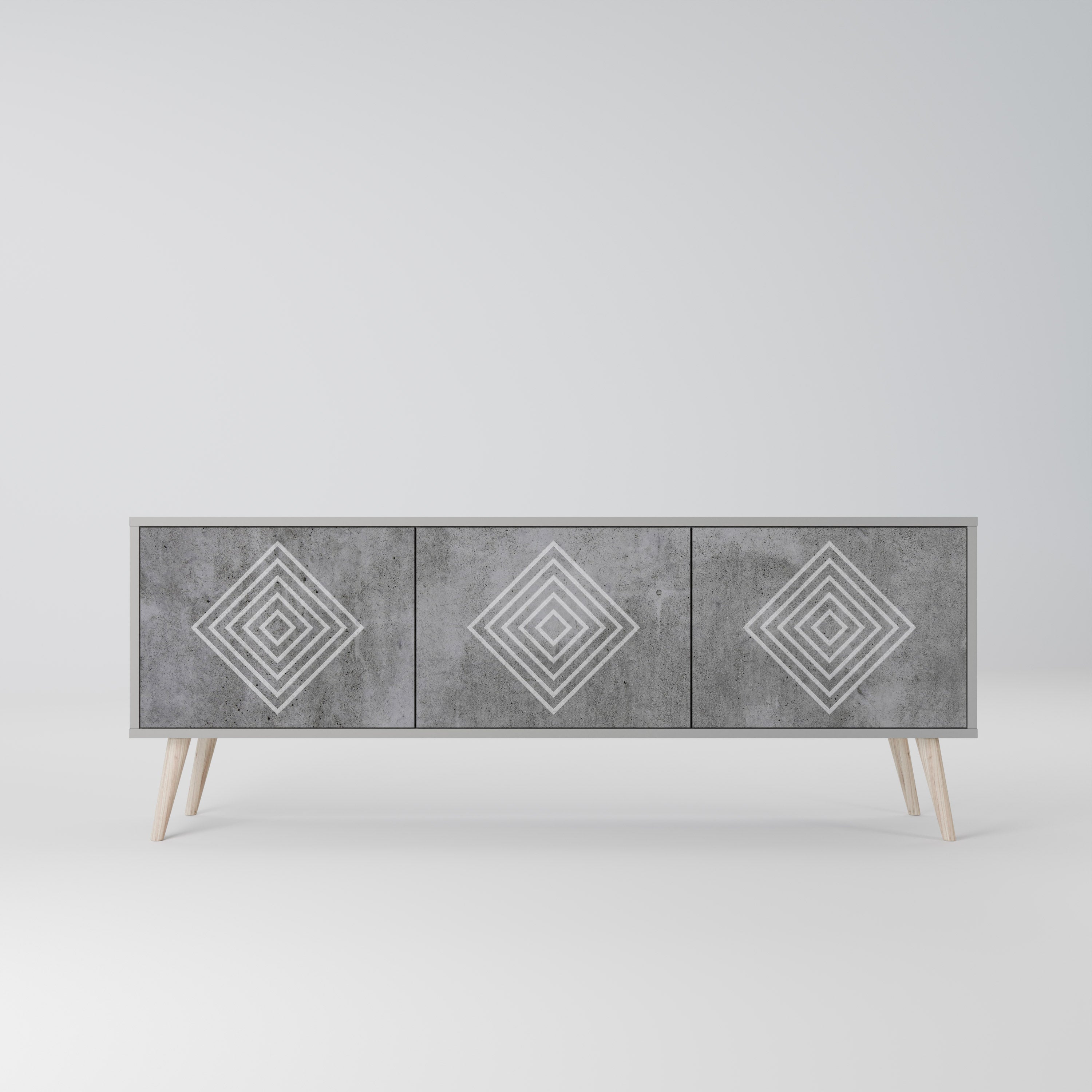 POLYGONAL ARTISTRY Szafka RTV 3-drzwiowa korpus Szary